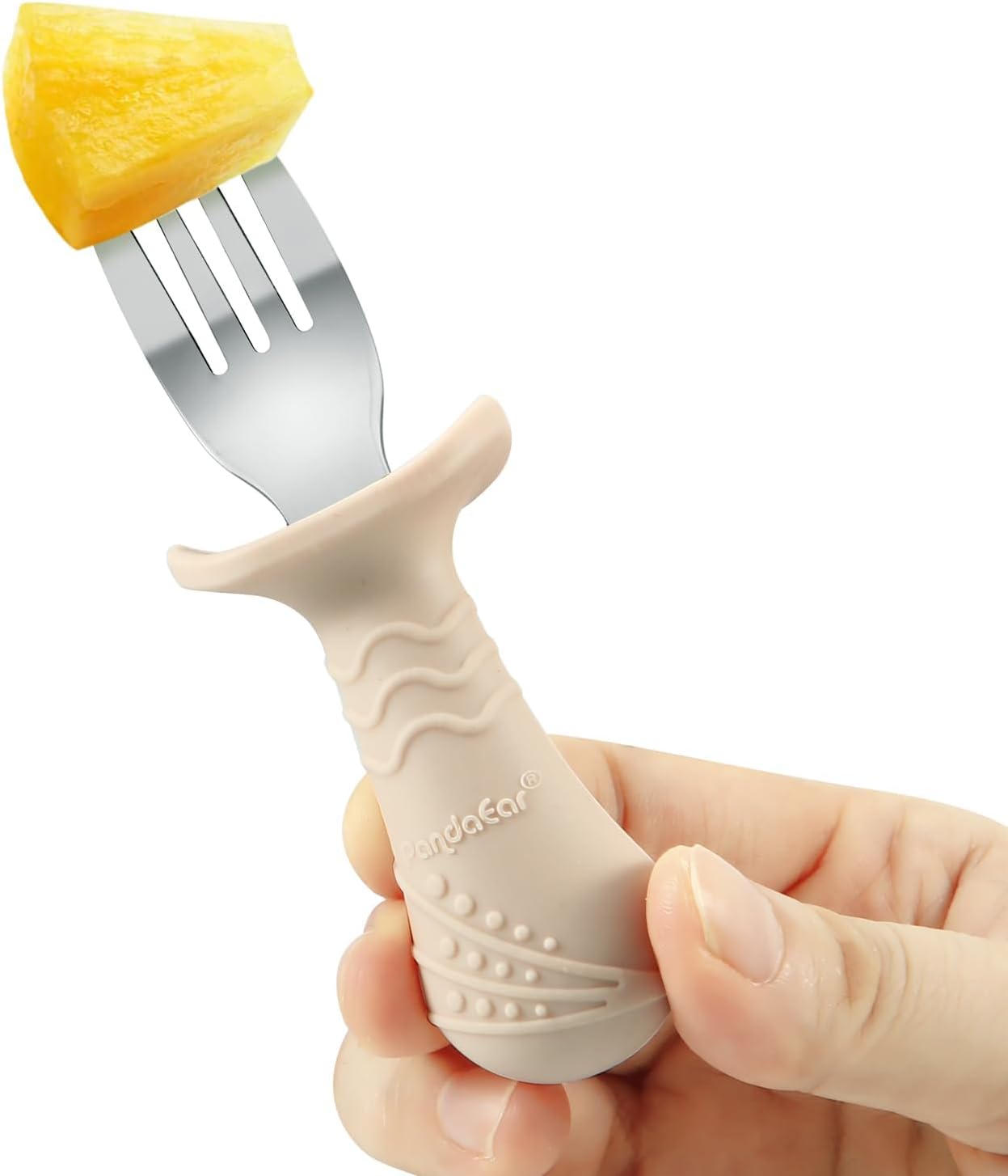 Detalle de PandaEar Toddler Flatware Sets babybestek, 6-delig in silicone en roestvrij staal
