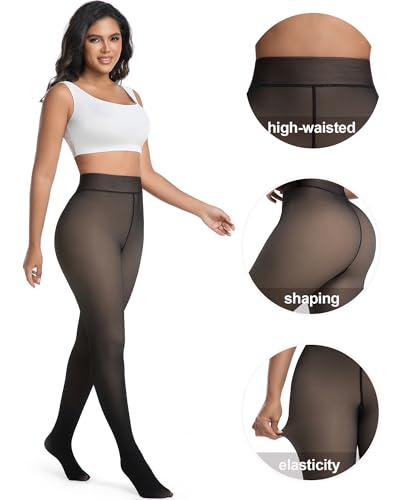 Detalle 2 de HOWIN Medias térmicas de mujer con forro polar y efecto transparente