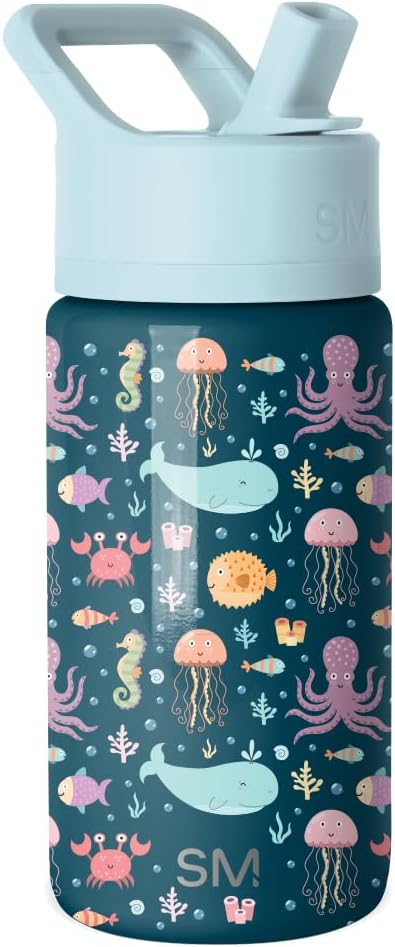Detalle de Simple Modern Trinkflasche Kinder 530 ml – Green Crocodiles (Summit Sammlung), isotherm, mit Trinkhalm