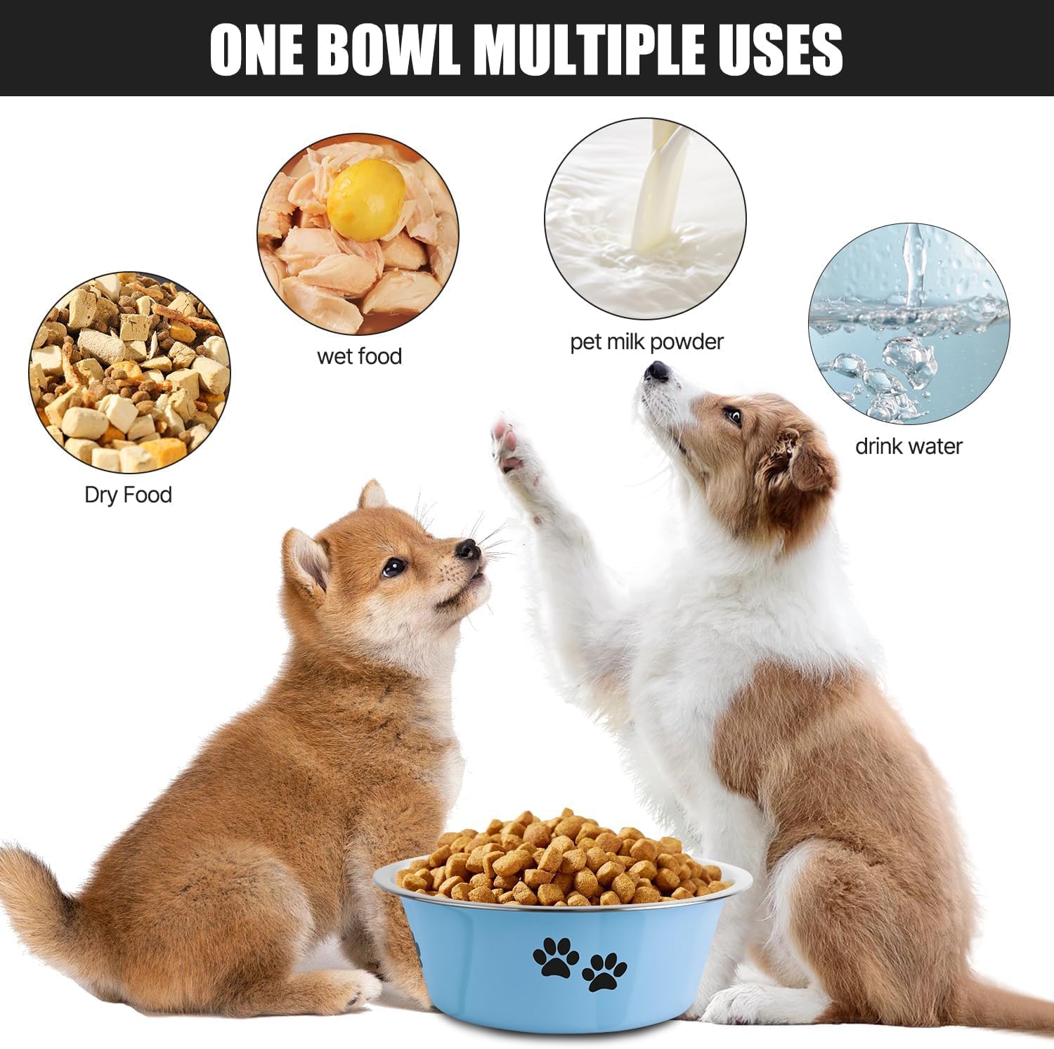 Thumbnail 1 de SUOXU Stainless Steel Dog Bowls with Nonslip Rubber Bottom (Blue, L-2020 ml)