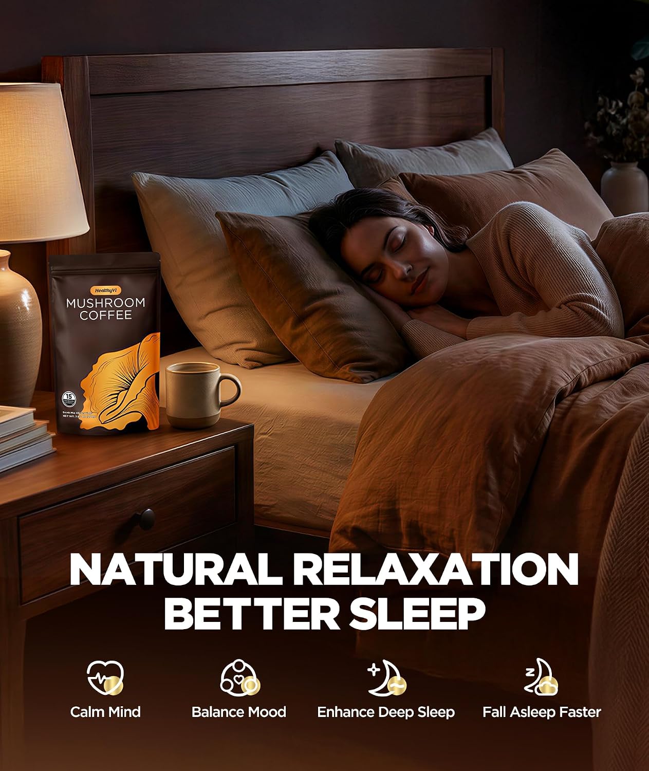 Detalle 2 de HealthyVi Mushroom Coffee, Medium Roast Arabica with 15 Mushrooms