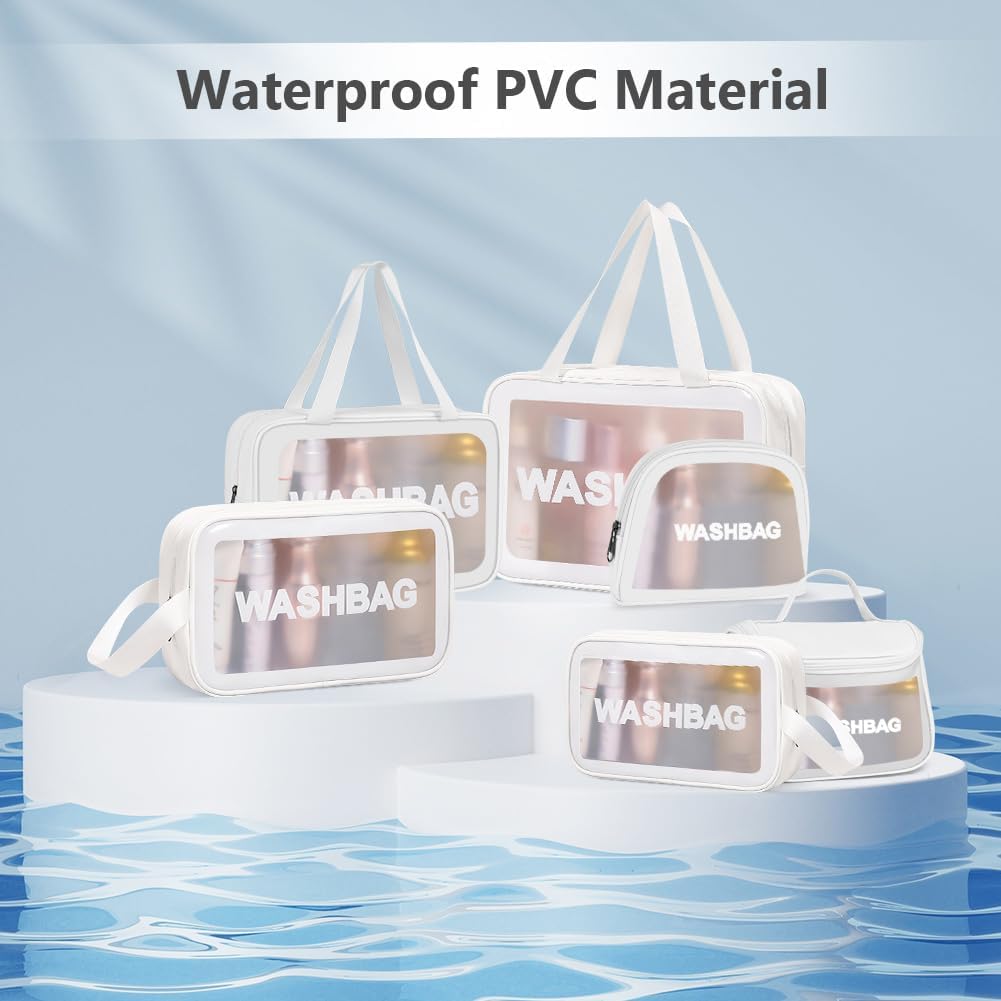 Detalle de Aucuu 6-teiliges Reise-Kulturbeutel-Set (transparent) – wasserdichte, auslaufsichere Organizer mit Reißverschluss
