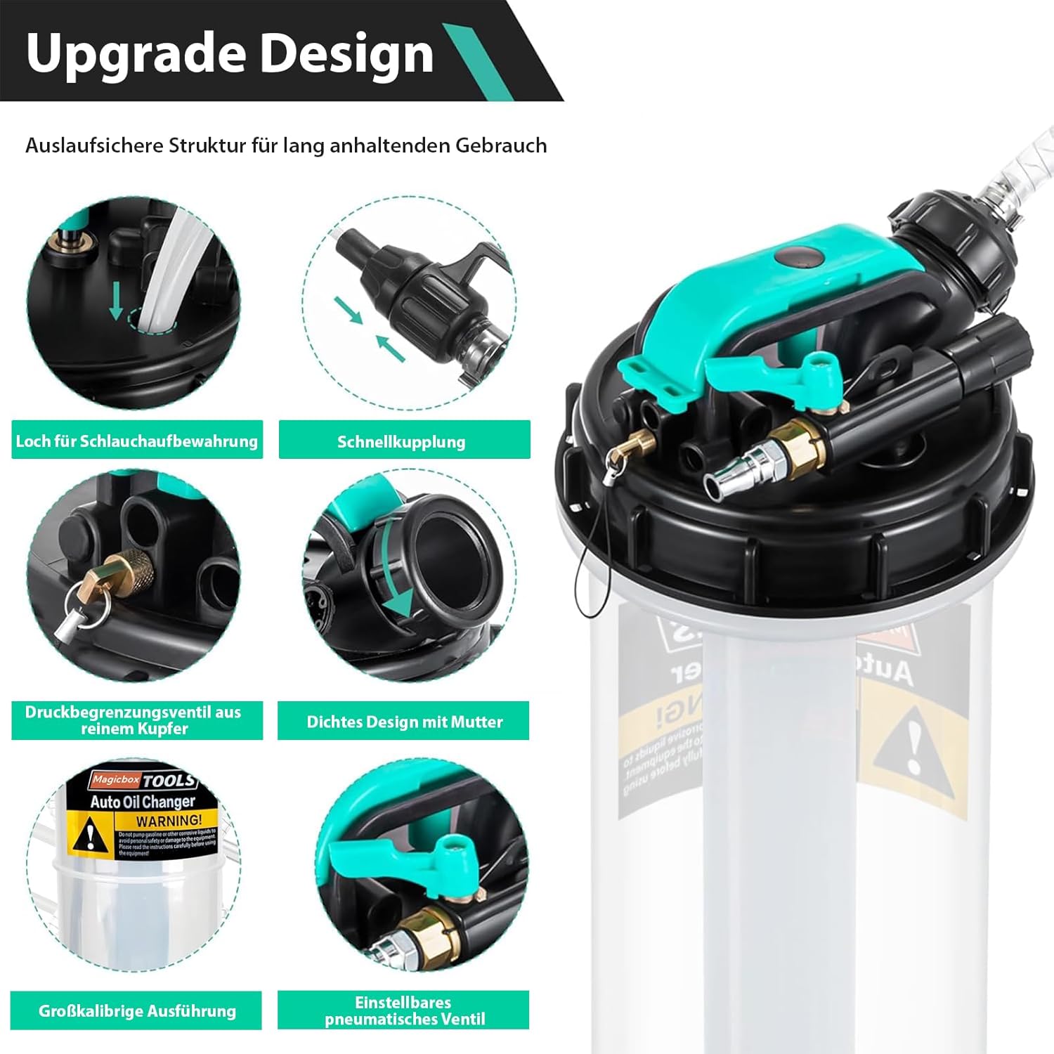Thumbnail 2 de Magicbox Ölabsaugpumpe Auto Dual-System (manuell + pneumatisch) mit 5,3 l Kapazität und 6 Schläuchen