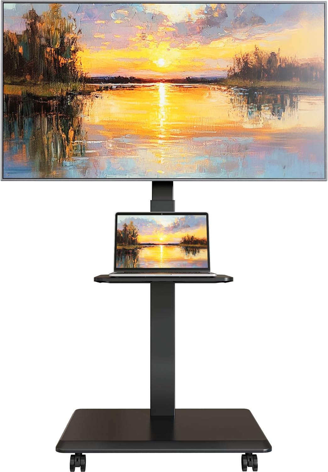 Detalle de ECOTINY HW1274BK Rolling TV Stand for 32–75-Inch TVs, 110-lb Capacity
