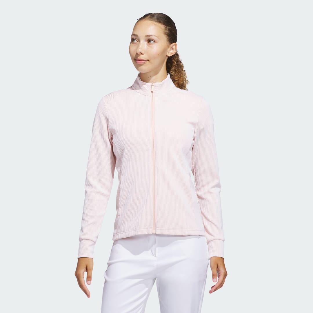 Detalle de Adidas Chaqueta con cierre de cremallera Performance Texture – rosa