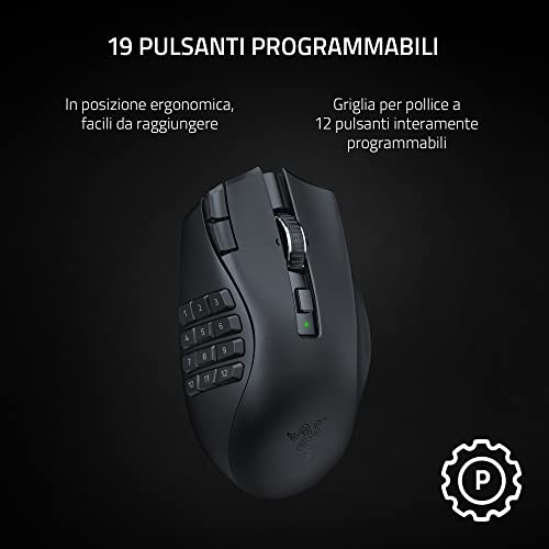Thumbnail 1 de Razer Naga V2 HyperSpeed: Mouse MMO senza fili Ergonomico con 19 pulsanti programmabili
