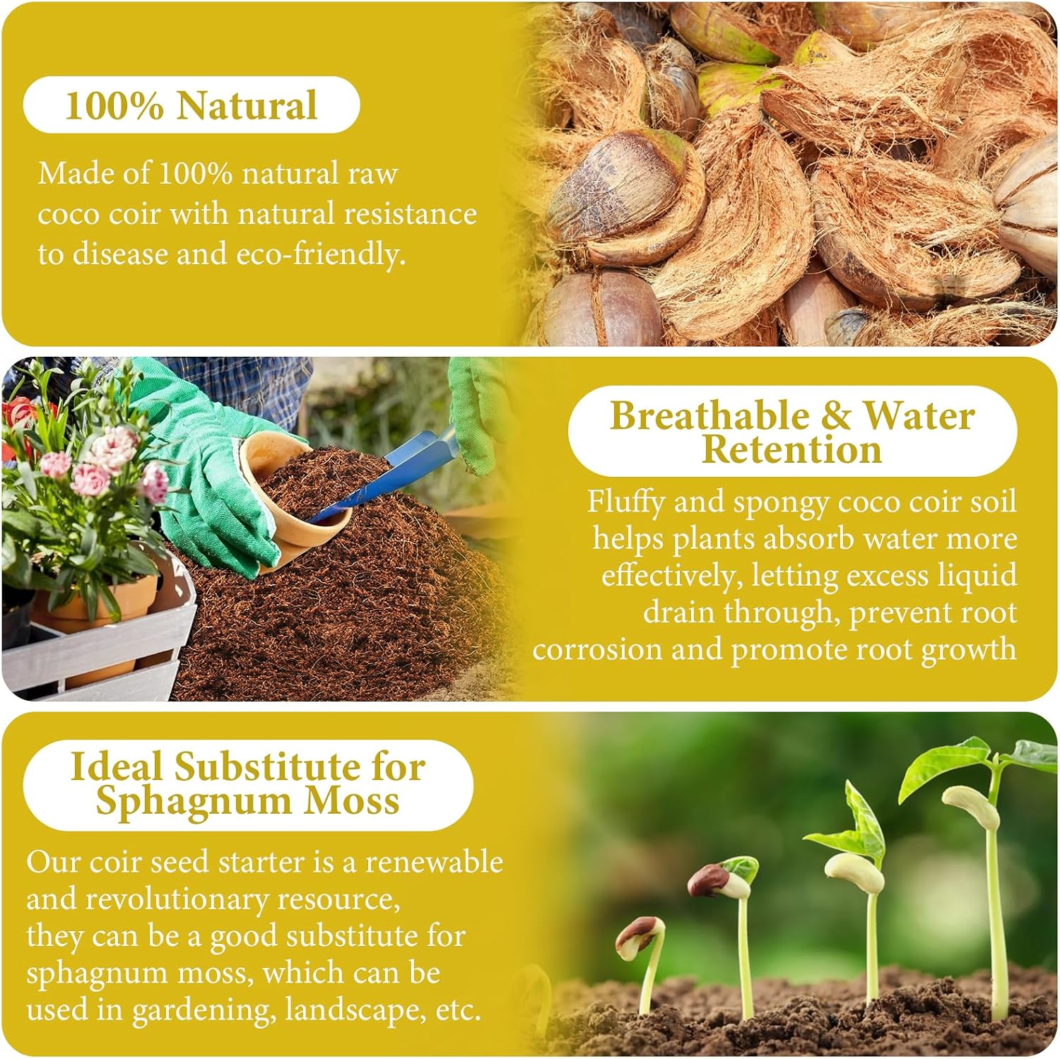 Thumbnail 4 de Legigo LG-UK-Blue Coco Bricks-3pcs Coco Coir, 3-Pack for Seed Starting