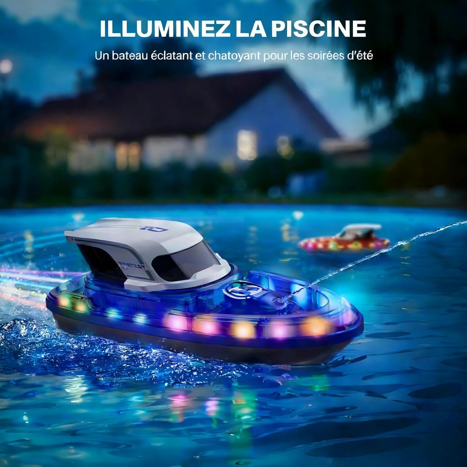 Detalle 2 de Syma Bateau Télécommandé 2 Pack pour Enfants 8-12 Ans – Bateaux RC LED et Jet d’eau
