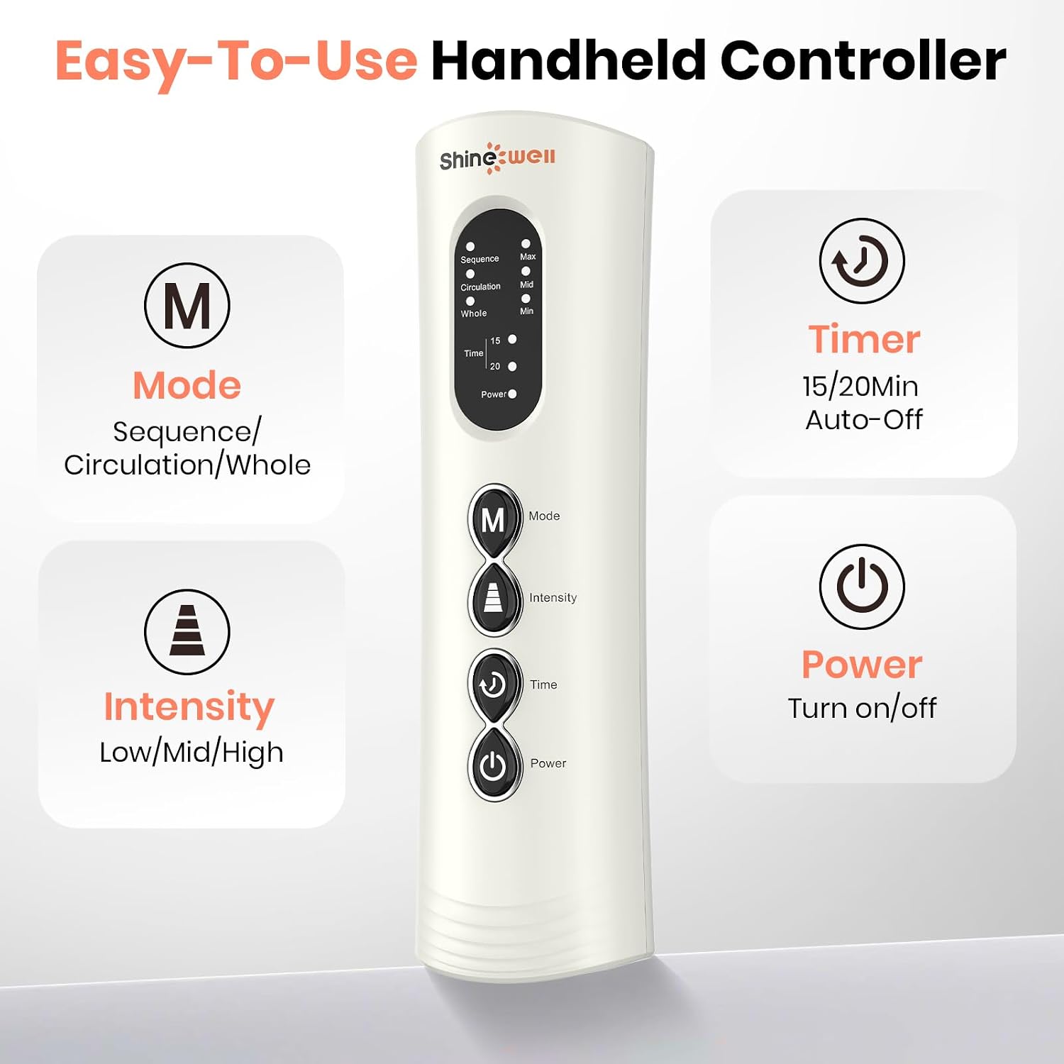 Detalle de SHINE WELL Air Compression Leg Massager with 3 Modes, 3 Intensities and Timer