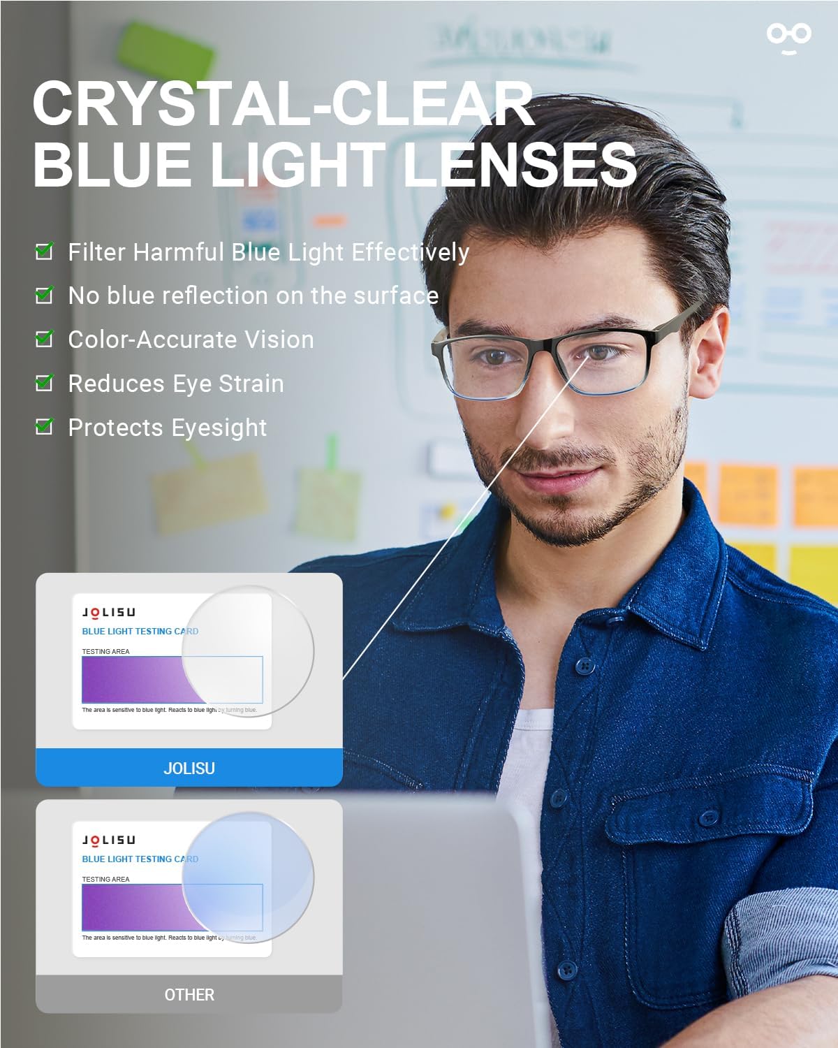 Thumbnail 4 de JOLISU 4 Pack Reading Glasses for Men — Blue Light Blocking, Spring Hinge, UV Protection