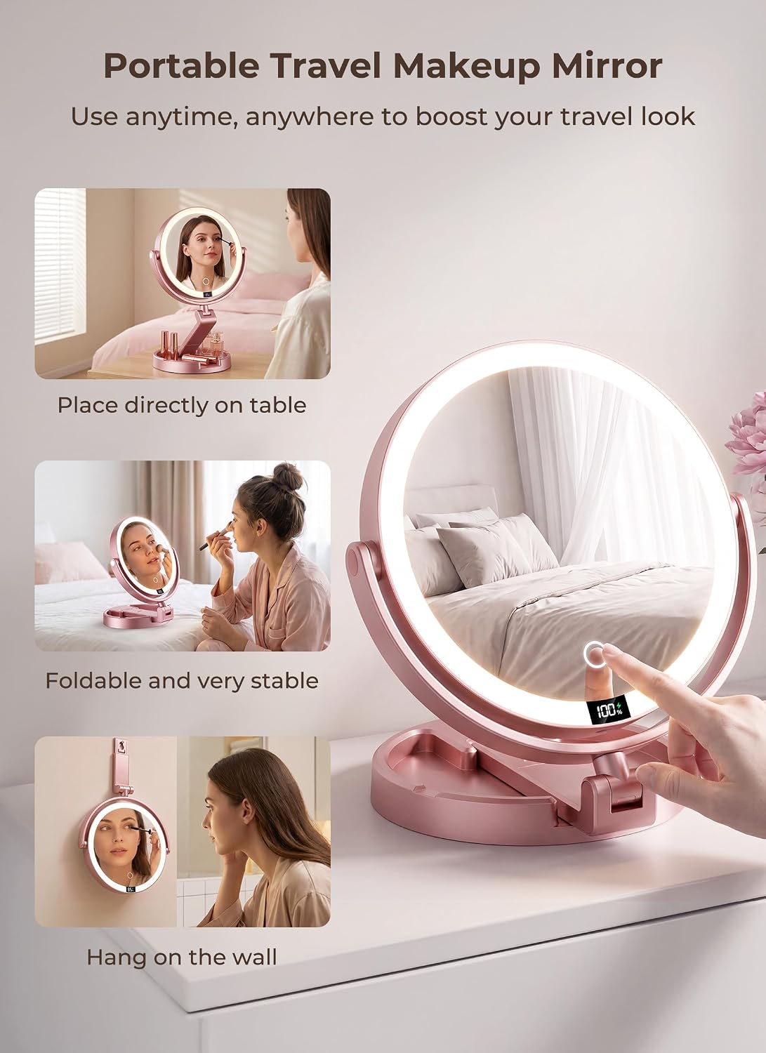 Detalle 1 de Lighted Makeup Mirror with 1X/10X Magnification