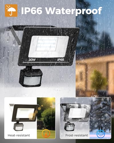 Detalle de vighep Security Lights Outdoor Motion Sensor — 30W LED PIR Floodlight with Remote, IP66, 230V