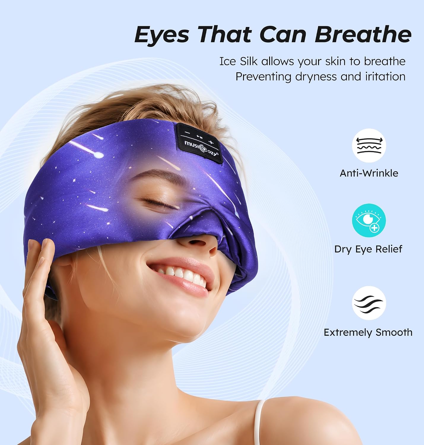 Detalle de Musicozy Sleep Mask Headphones with Silk Eye Mask and Bluetooth Audio