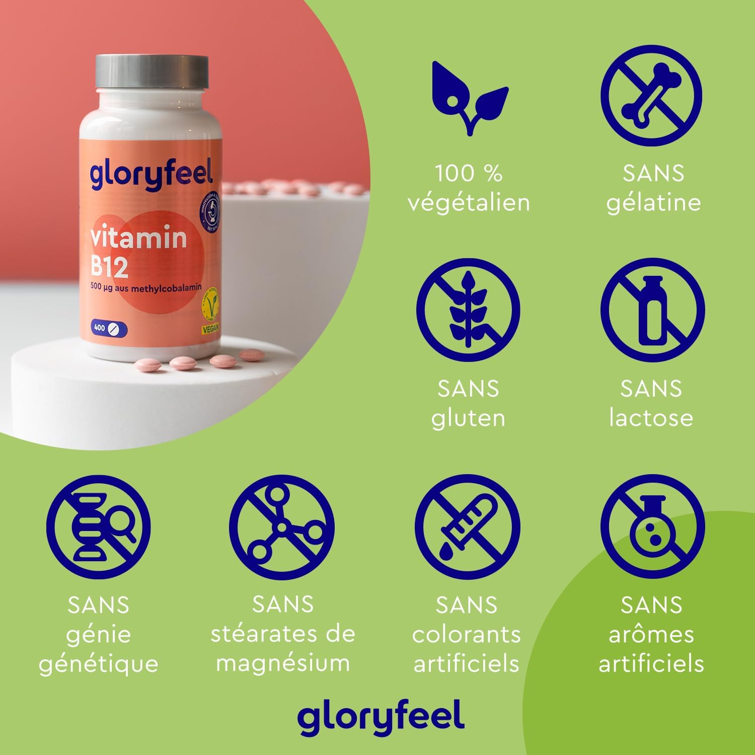 Thumbnail 2 de Vitamine B12 Méthylcobalamine 500 µg — 400 comprimés, vegan et sans additifs