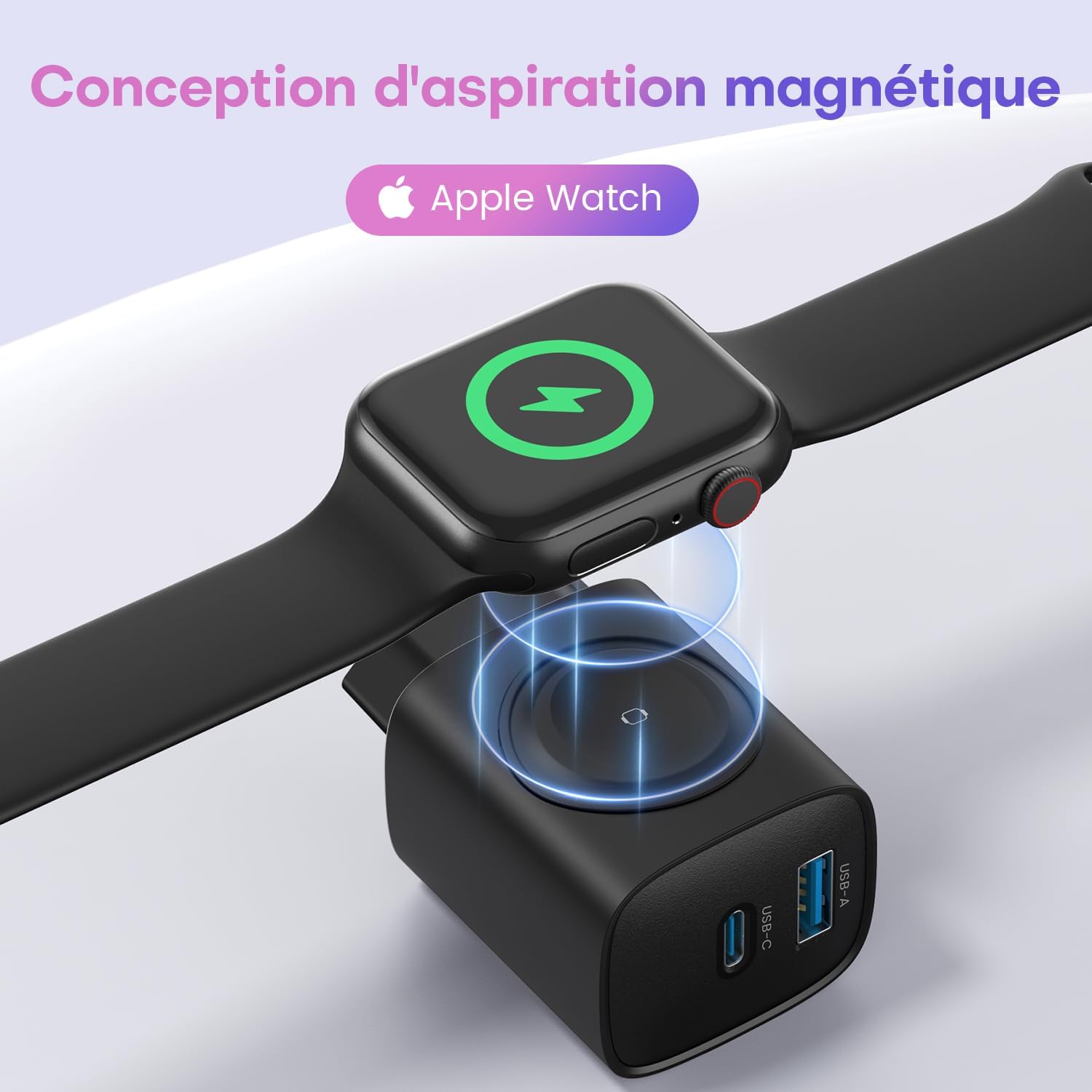 Thumbnail 3 de TOPADRE Chargeur 3 en 1 Apple Watch + USB‑C 20W pour iPhone (câble USB‑C 60W) – Blanc