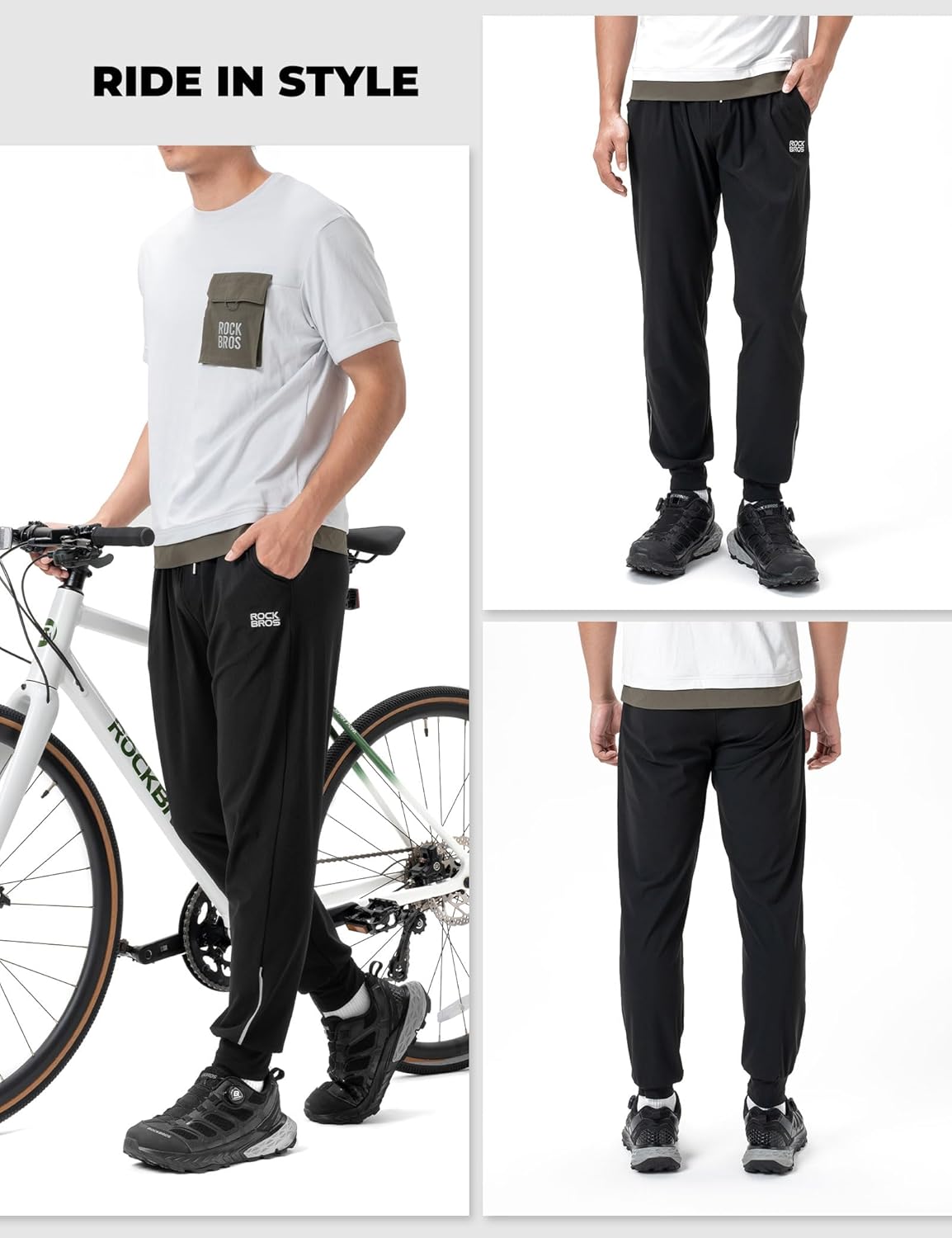 Thumbnail 1 de ROCKBROS Pantaloni lunghi ciclismo estivo uomo traspiranti a asciugatura rapida, neri