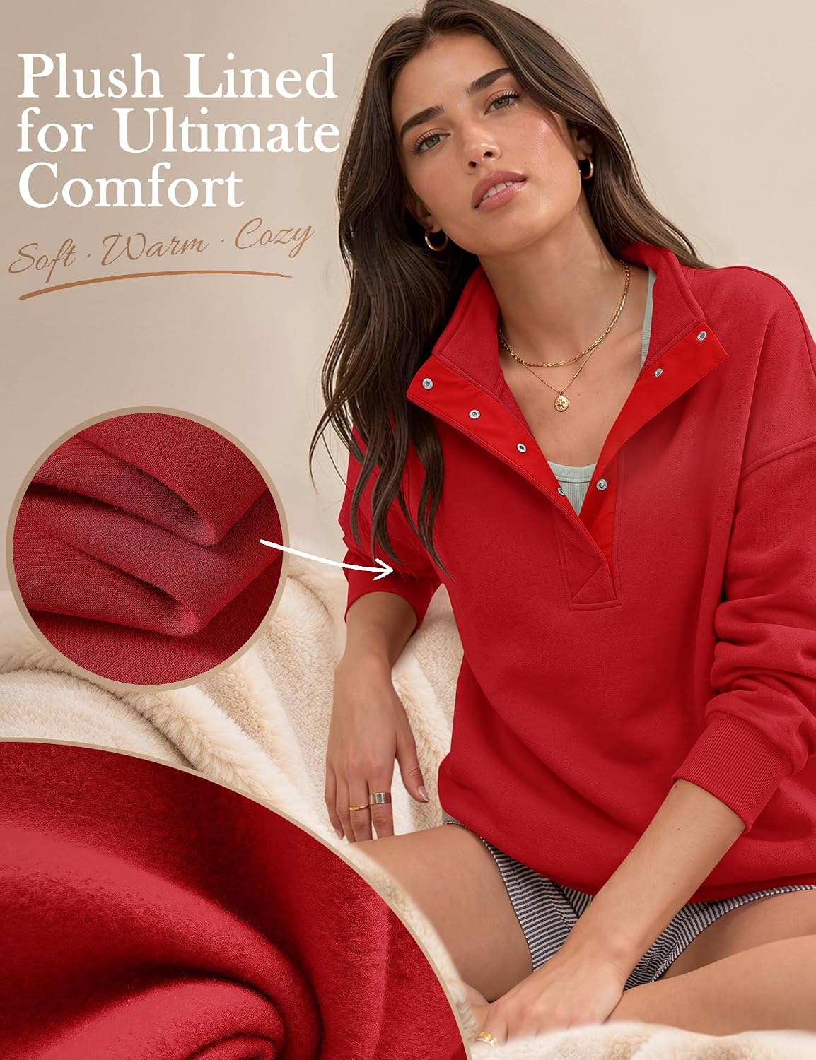 Thumbnail 5 de LOMON Women's Sweatshirt, Cotton-Polyester Blend