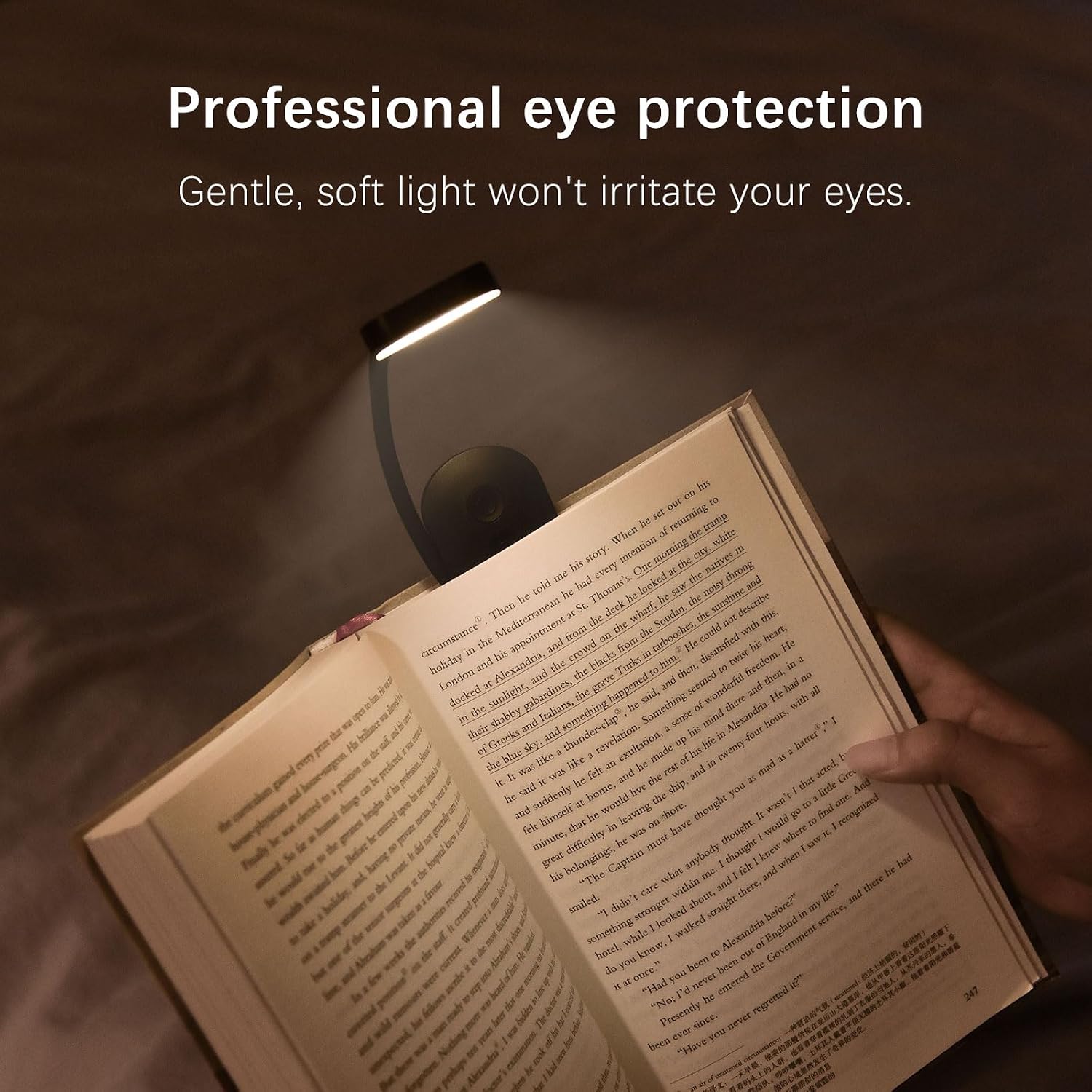 Detalle de AdalyRoma F26 boekenlamp met clip, 9 leds, 3 lichtkleuren en 360° verstelbaar