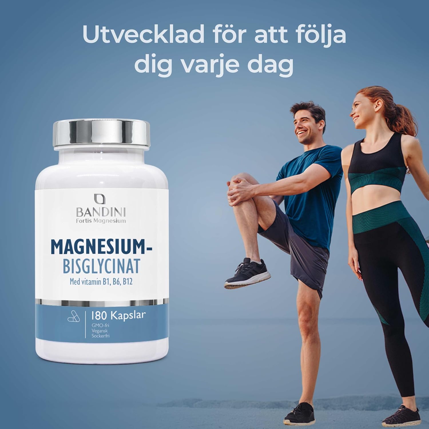 Detalle 2 de BANDINI magnesiumglycinat, 180 kapslar med B1, B6 och B12, vegansk