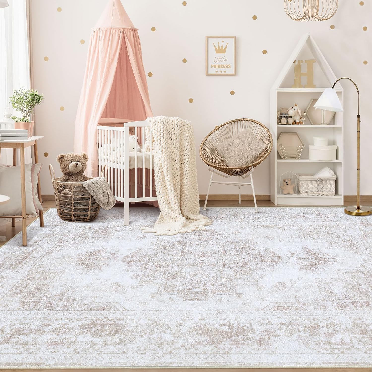 Detalle de XLUEZ 5'x7' Vintage Area Rug, Machine Washable 🧾