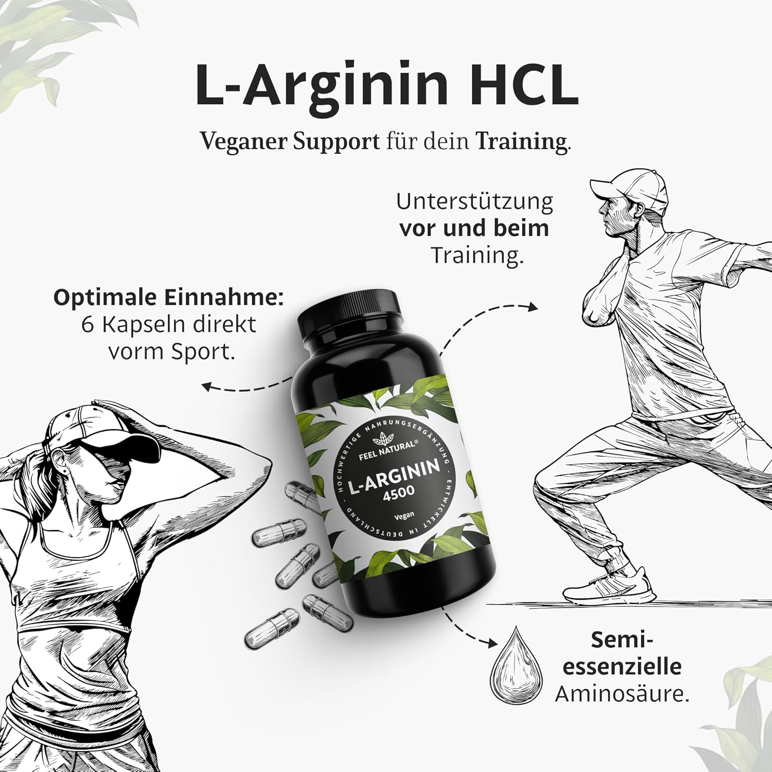 Detalle 2 de L-Arginin 4500 mg vegane Kapseln 💊