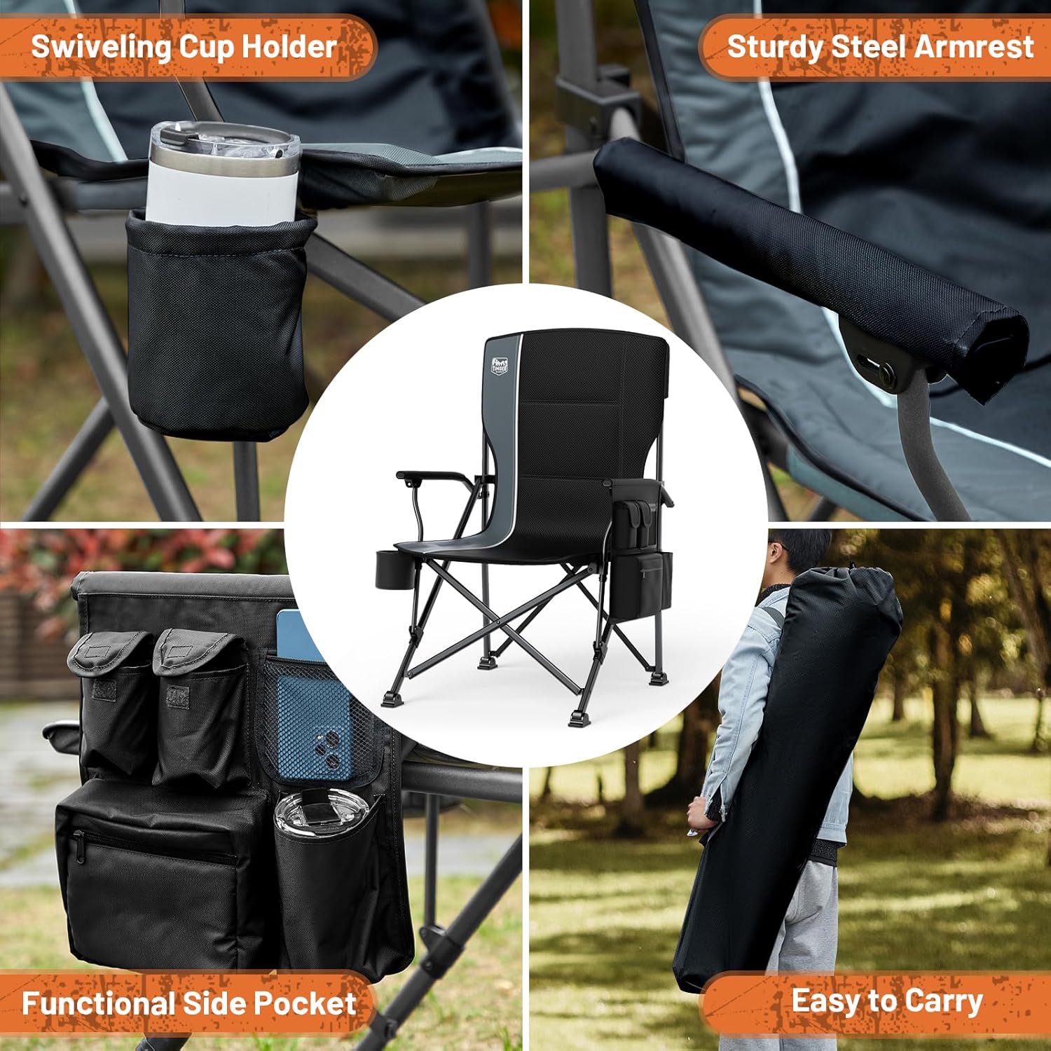 Detalle 2 de Timber Ridge Folding Camping Chair, 500 lb Capacity
