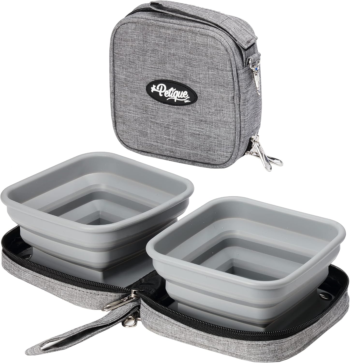Detalle de Portabowl : écuelles pliables 2 en 1 en silicone alimentaire avec étui de transport pour chien