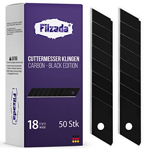 Detalle de Filzada® 50x Cuttermesser Klingen 18mm Black – Carbonstahl Ultrascharf