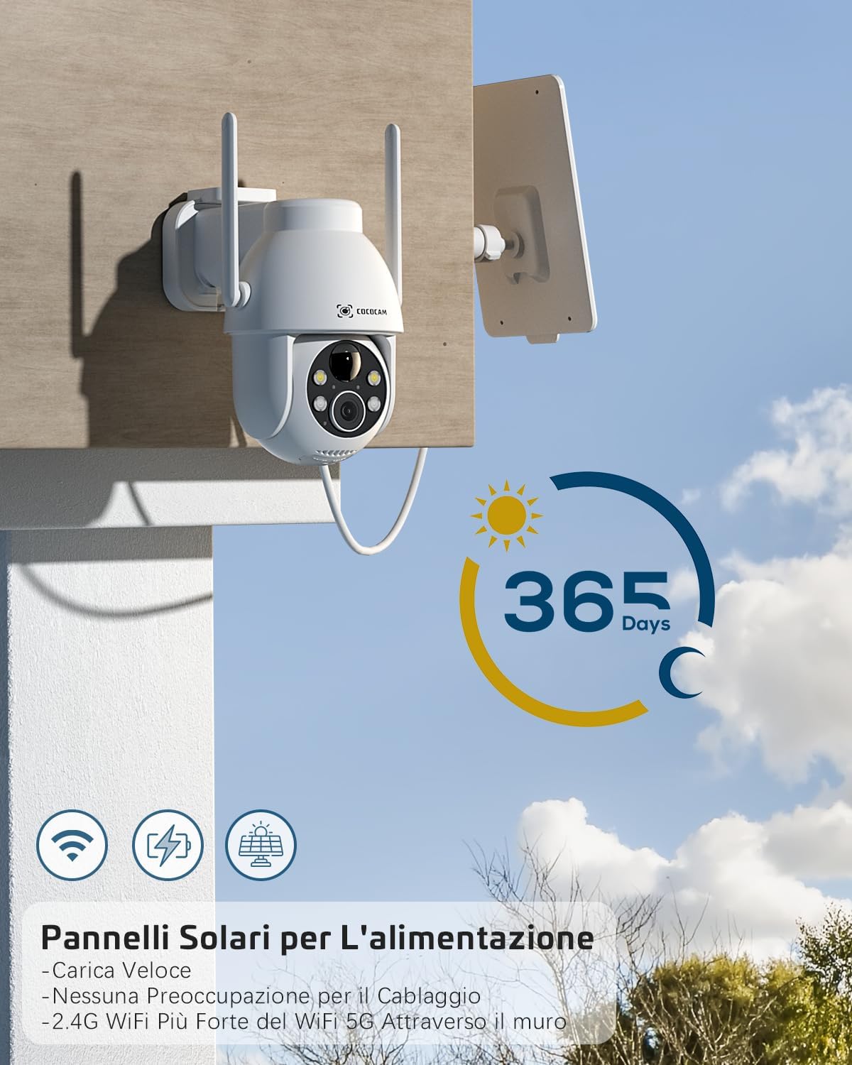 Detalle 2 de COCOCAM 2K Telecamera Solare PTZ 3MP