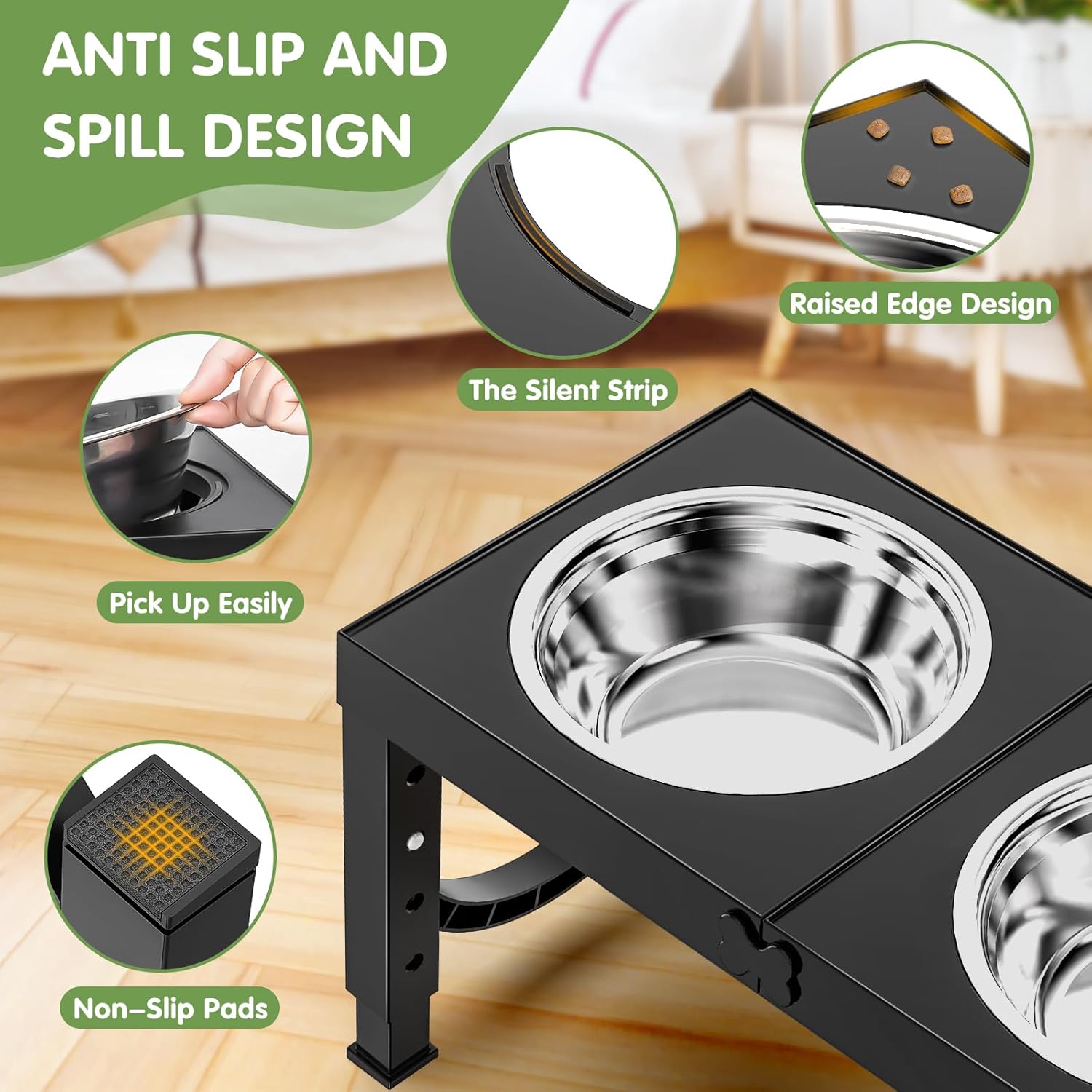 Thumbnail 4 de Aystkniet Raised Dog Bowls 5‑height adjustable