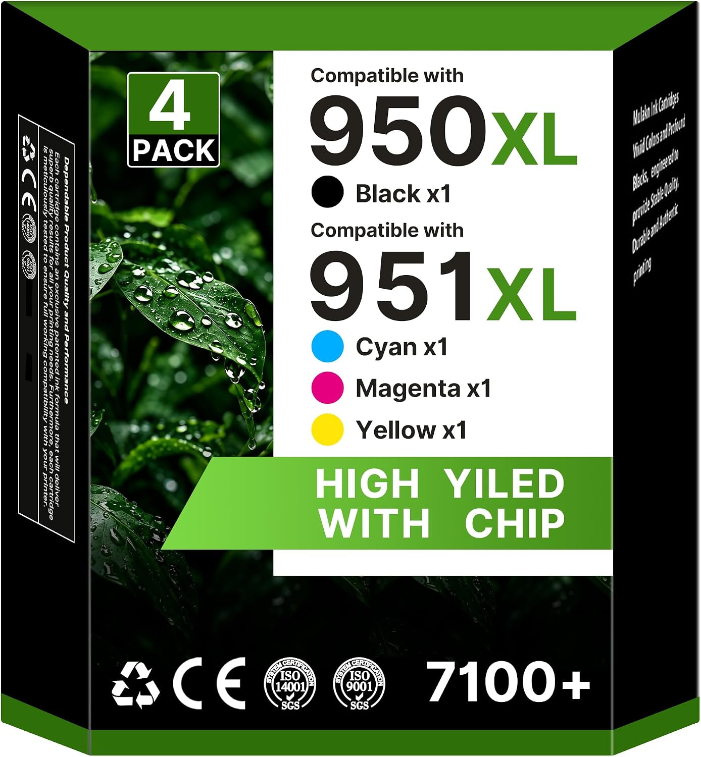 Detalle de Eudul 950XL/951XL C2P01FN Compatible Ink Cartridge 4-Pack