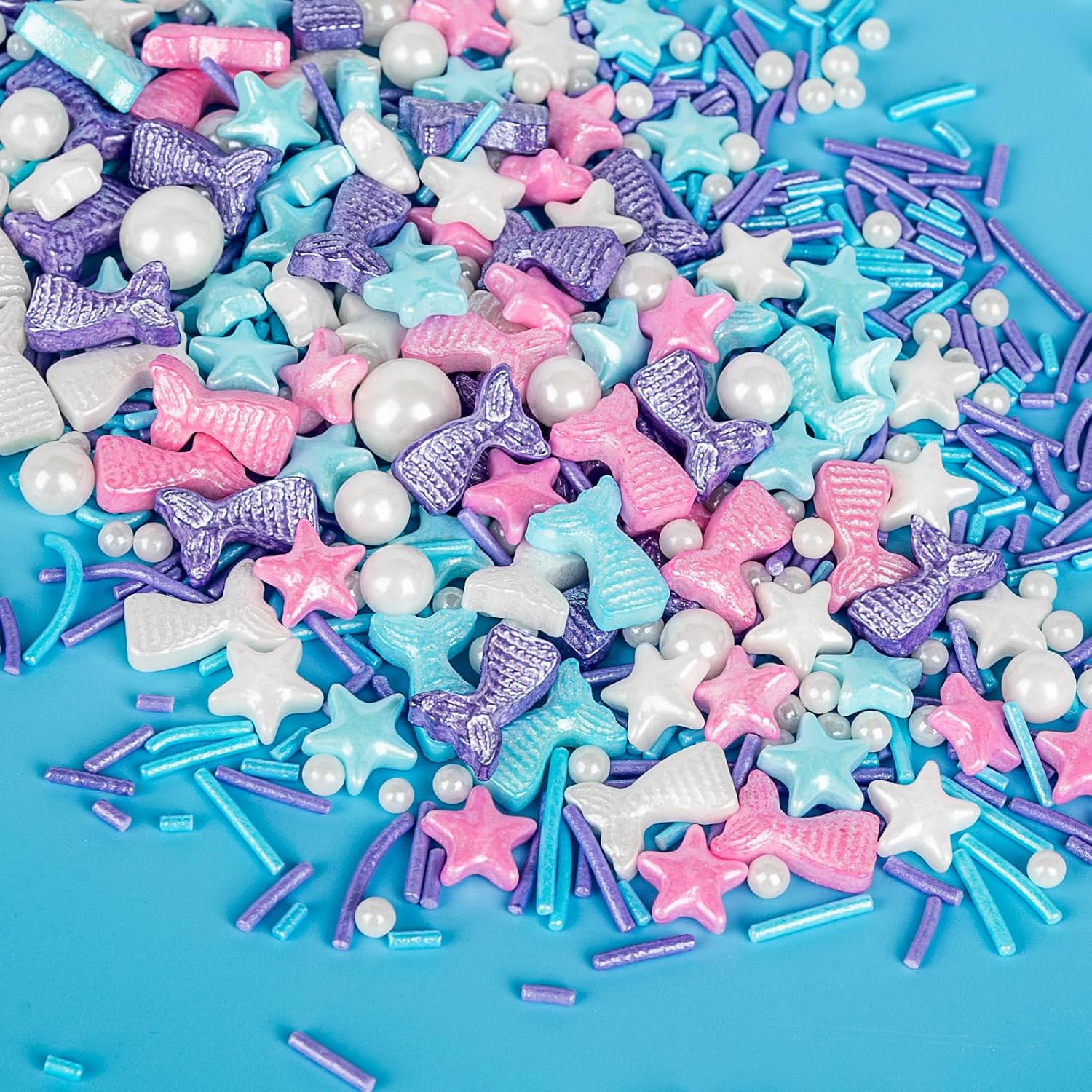 Thumbnail 6 de Meerjungfrau-Streusel: essbare Zuckerperlen-Sterne & Jimmies-Mischung, 130 g – Ocean-Dekoration für Kuchen