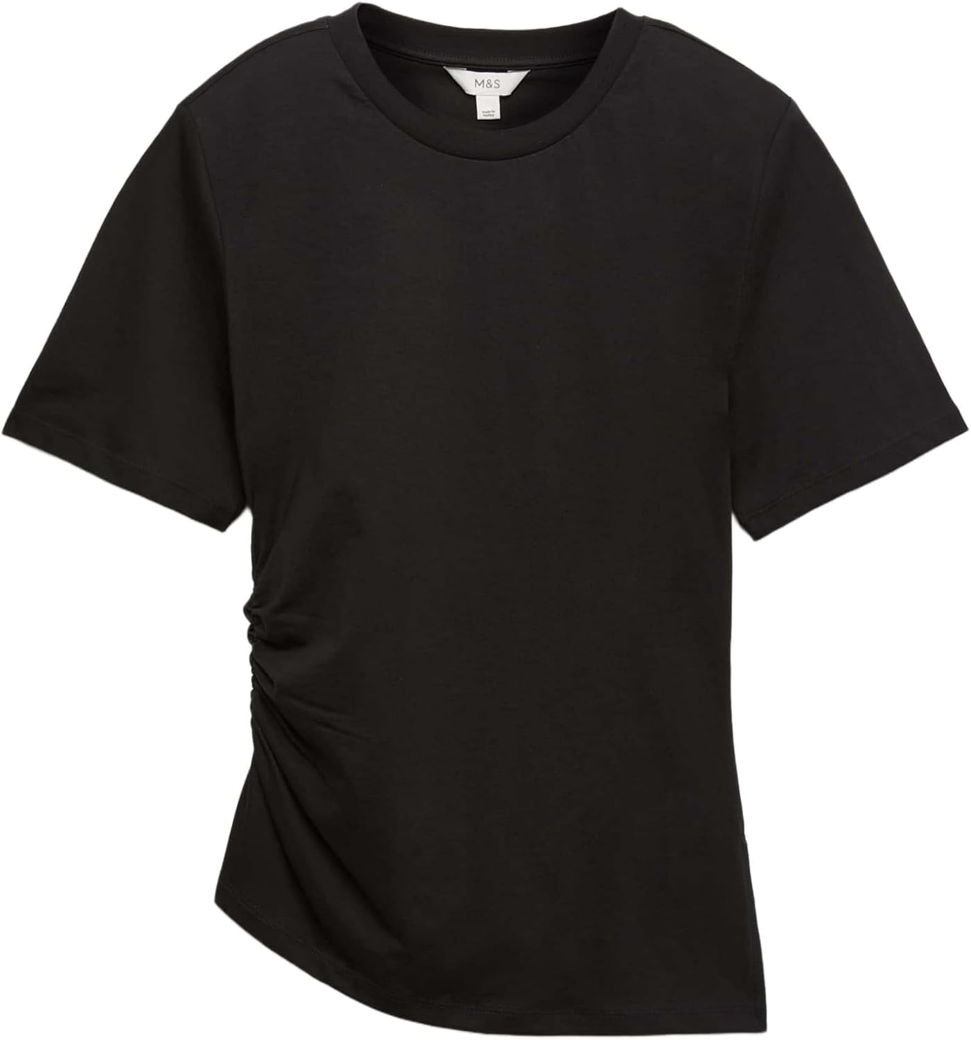 Thumbnail 6 de Marks & Spencer T-shirt van puur katoen met gevoerde schouders en asymmetrische zoom