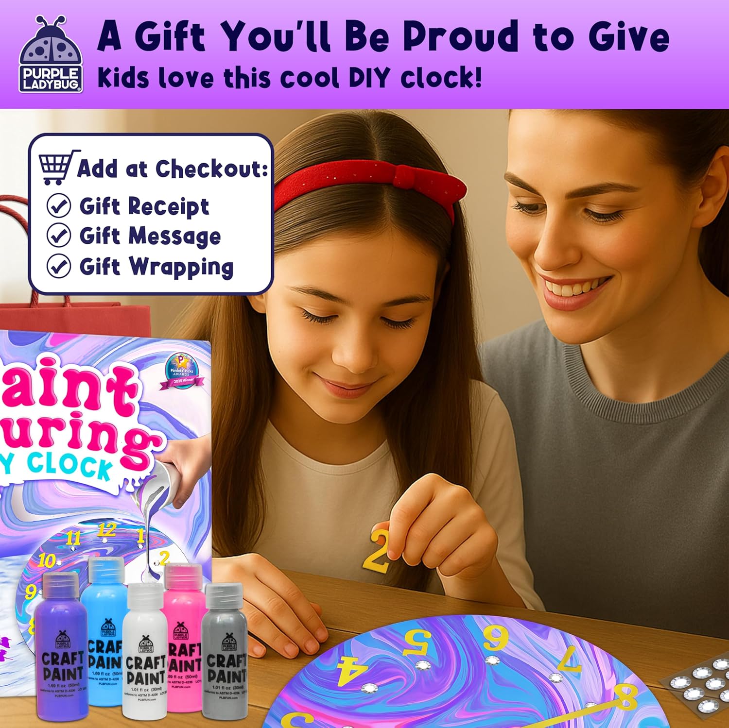 Thumbnail 5 de Paint Pouring Clock Kit for Kids Aged 6-12 (Stardust Sorbet)