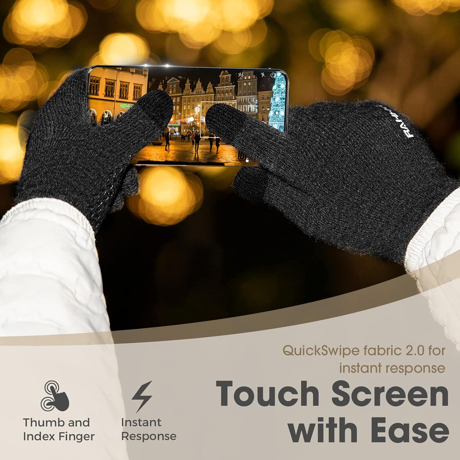 Thumbnail 4 de Rahhint Wool Winter Gloves Touchscreen