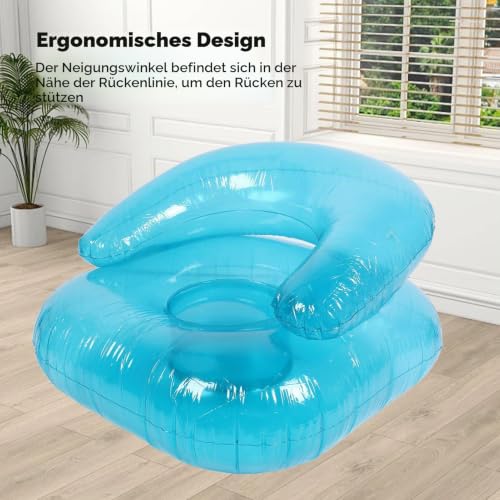 Detalle de Riuulity Transparenter Aufblasbarer Sessel – Ergonomischer PVC-Sessel für Innen & Außen, Blau