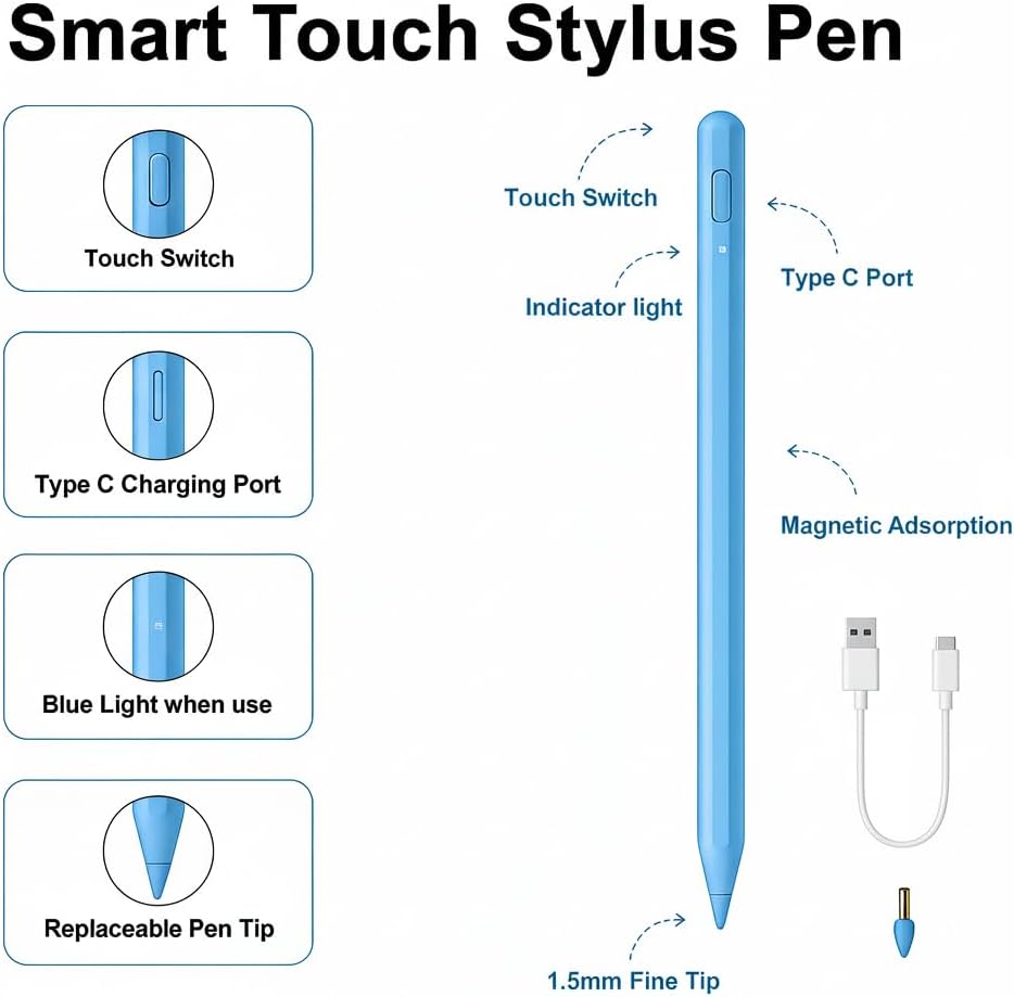 Thumbnail 6 de SuitMeeUp Stylus Pen for iPad (11th & 10th Gen): Palm Rejection, Tilt Sensitivity, Magnetic Attachment