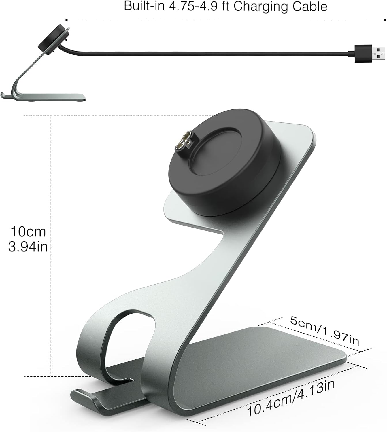 Thumbnail 6 de MoKo Aluminium Charging Dock for Garmin Watches (Fenix, Vivoactive, Forerunner, Venu) – Space Grey