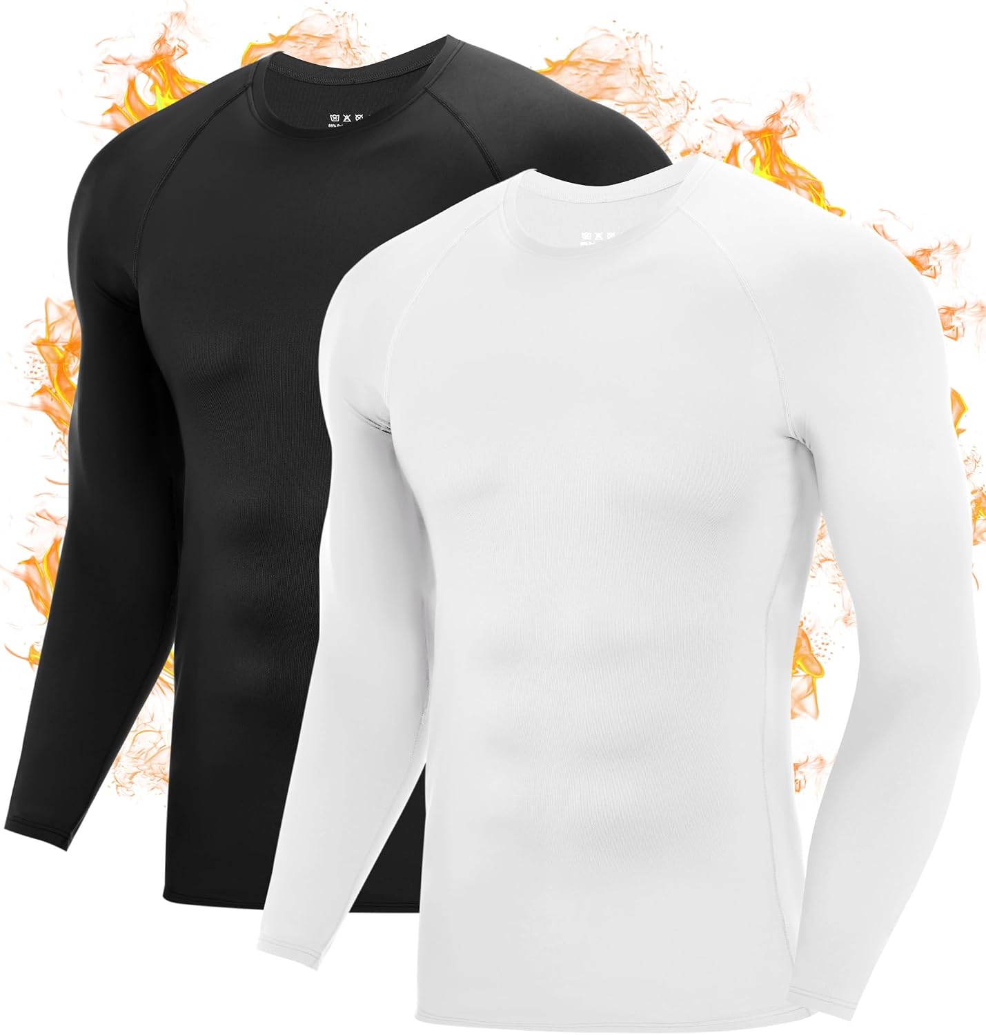 Detalle de Roadbox Men's Thermal Compression Shirt, Fleece-Lined Quick-Dry Long Sleeve