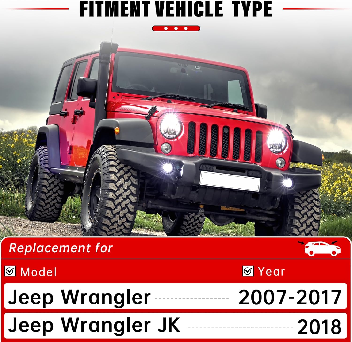 Thumbnail 1 de RAINTOK Windshield Wiper Blades Replacement for 2007–2018 Jeep Wrangler JK – 15 inch Front (2) + 13 inch Rear, Pack of 3