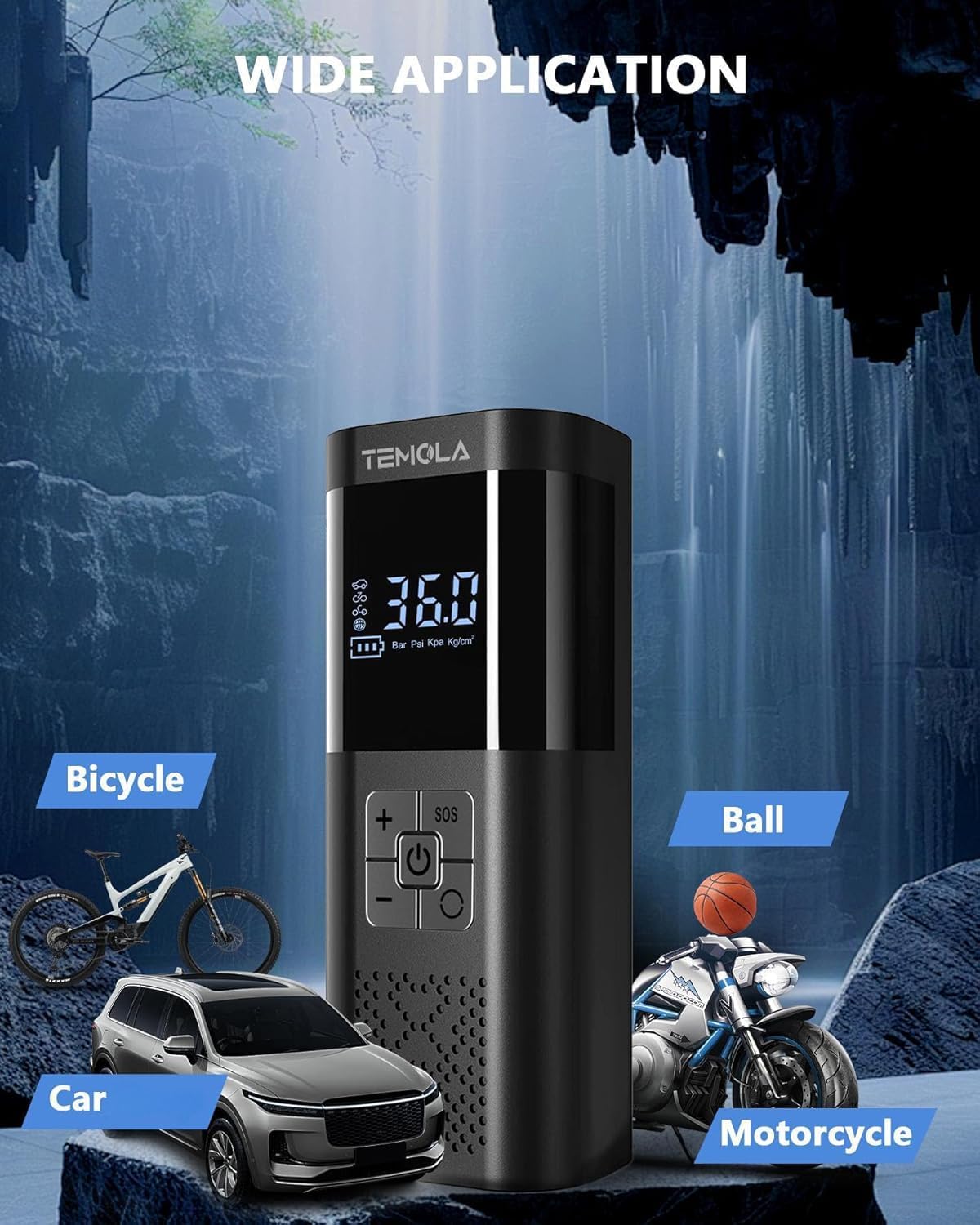 Thumbnail 6 de TEMOLA TN10E Portable Tire Inflator, 150 PSI with Digital Display and LED Light