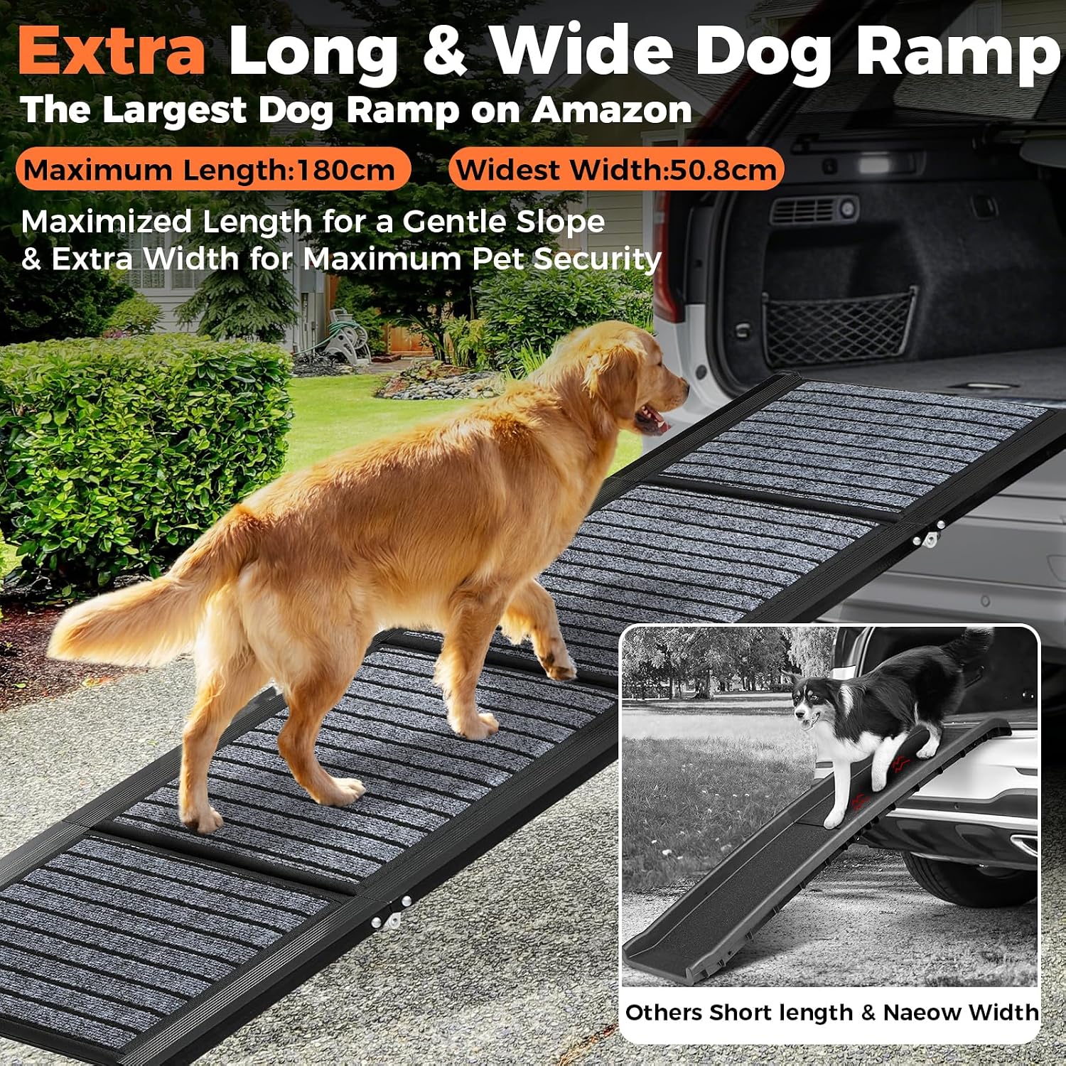 Thumbnail 1 de Longest 180cm Portable Dog Ramp with Anti-Slip Rug Surface for Large & Medium Pets