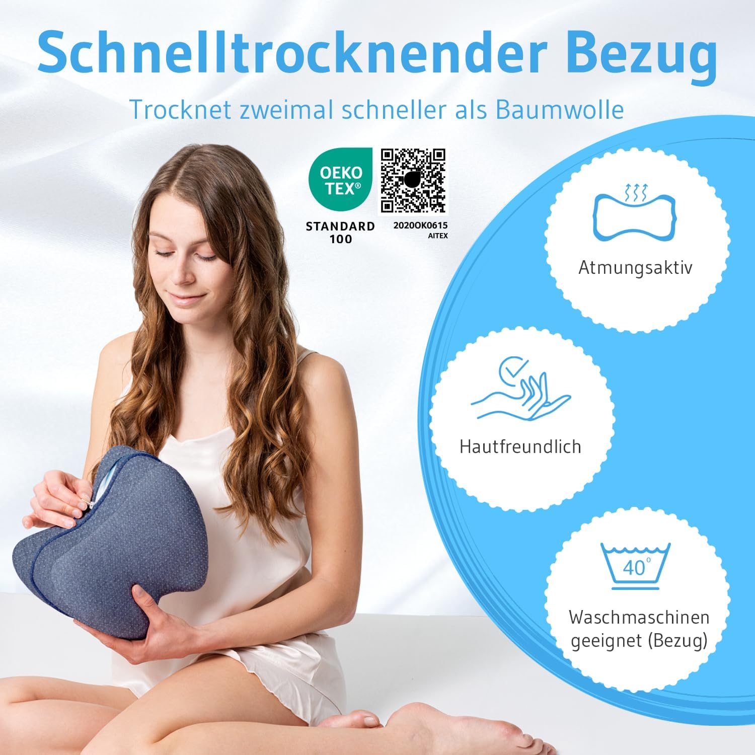 Thumbnail 6 de Third of Life Kniekissen für Seitenschläfer mit Thermo-Bezug – Ergonomische Beinauflage aus Memory-Schaum