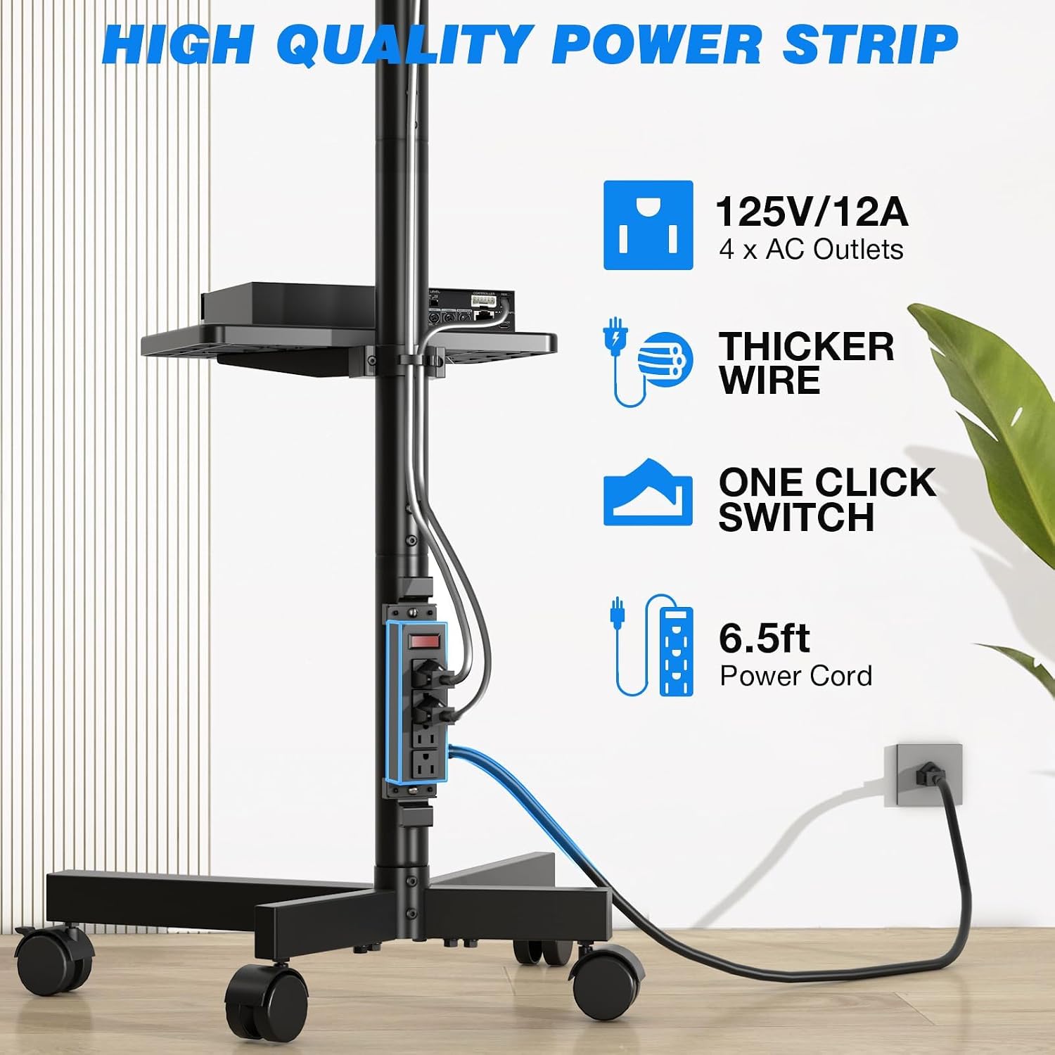 Thumbnail 4 de Rfiver DMT2004 Mobile TV Stand, 23–60-Inch, 88 lb Capacity, with Power Strip