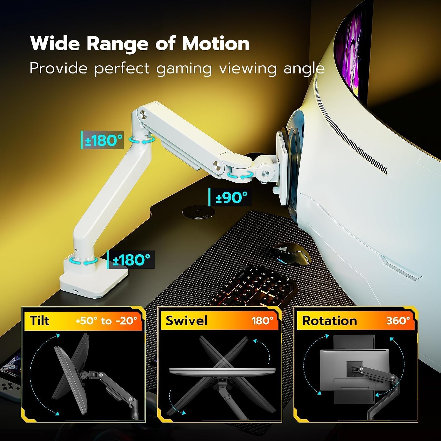 Detalle 2 de ARES WING Ultrawide Monitor Arm 44 lbs