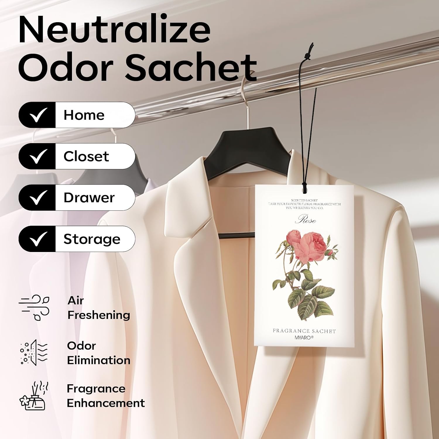 Detalle 2 de MYARO Rose Scented Sachets 12-Pack โ Room Freshener ๐