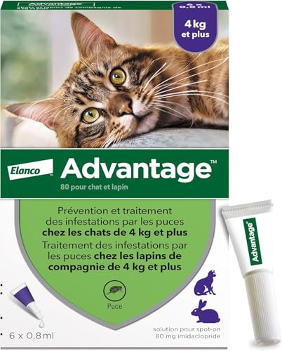Detalle de Advantage Chat & Lapin +4 kg – Pipettes anti puces (6 x 0,8 ml) pour chats et lapins