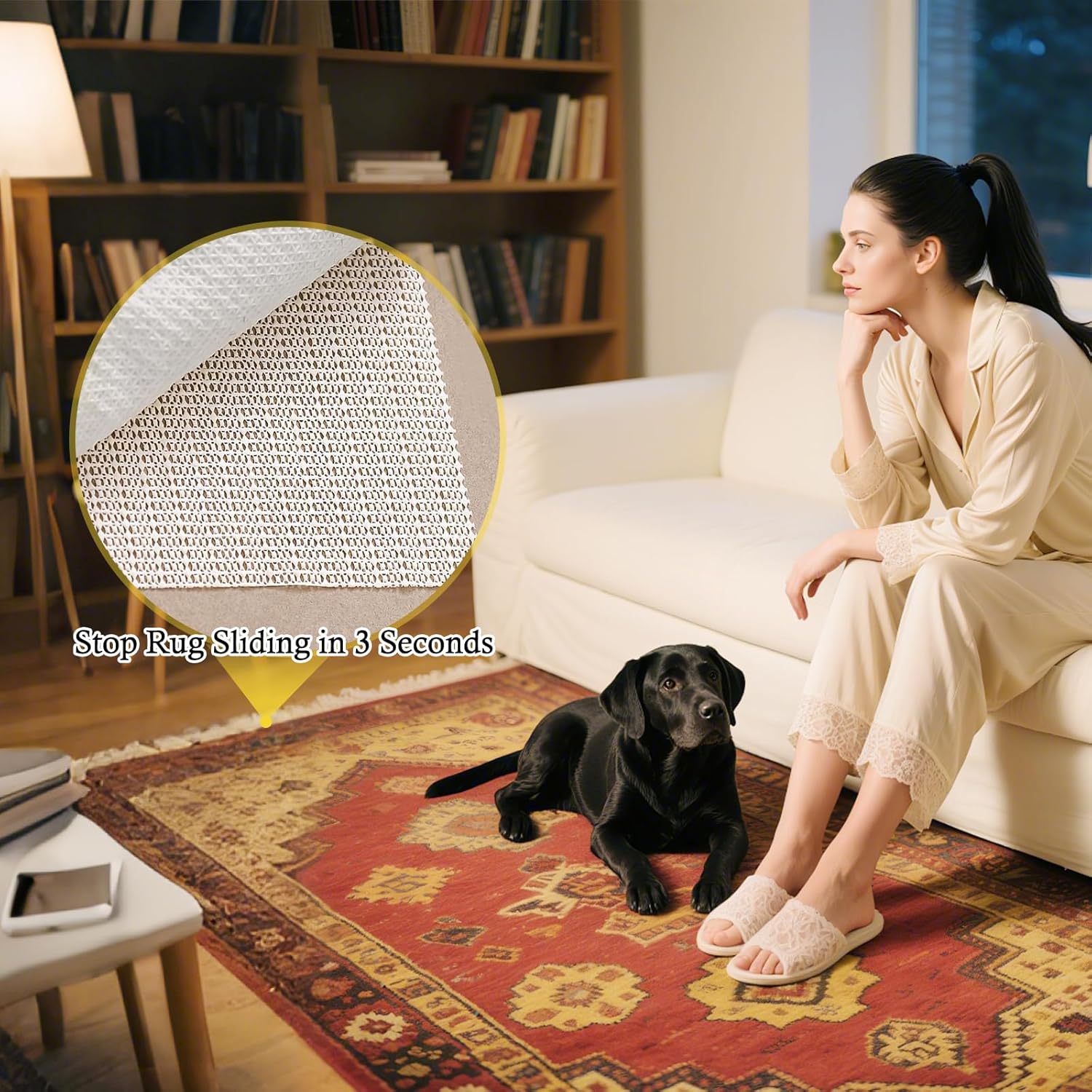 Detalle 2 de fowong Anti Slip Rug Underlay 120 x 180cm – Durable PVC Gripper for Floors, Multipurpose