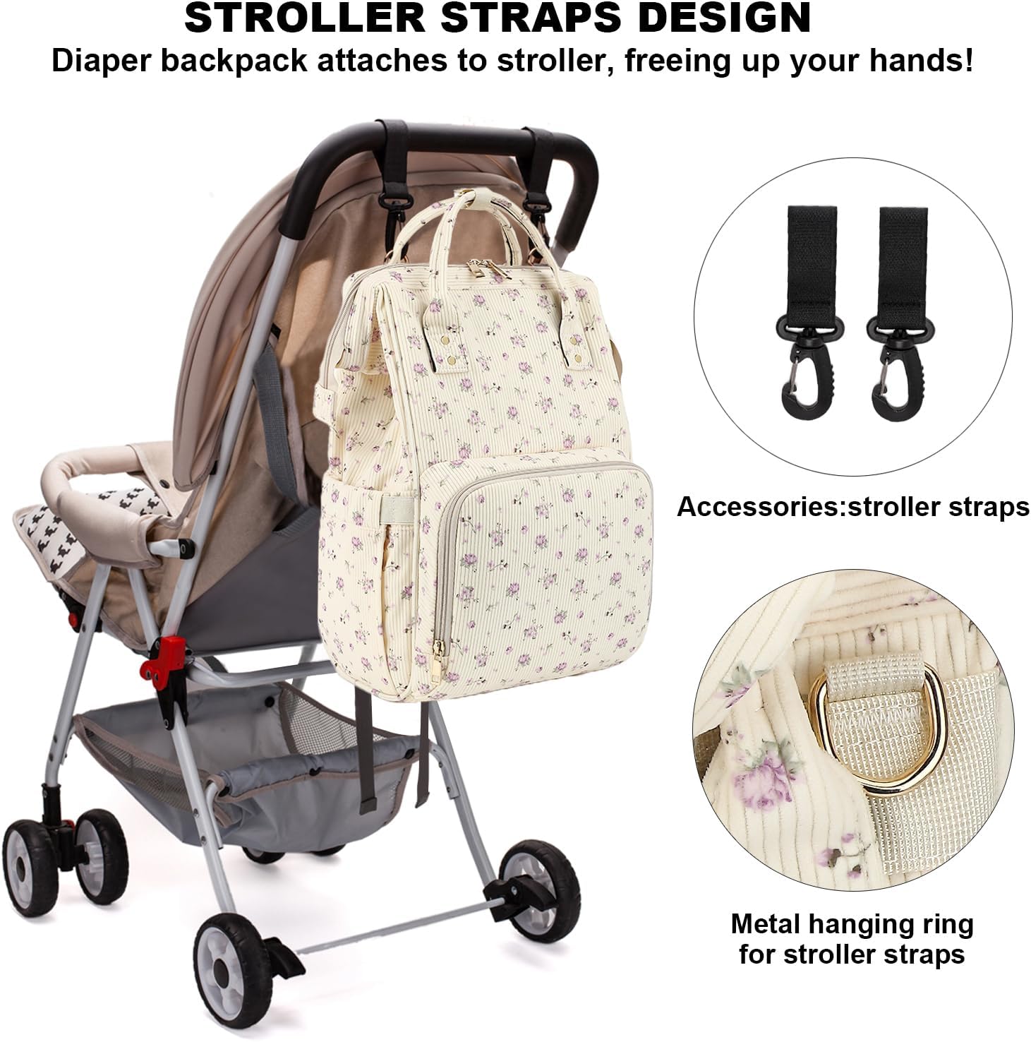 Detalle 2 de Yusudan Diaper Bag Backpack in Corduroy