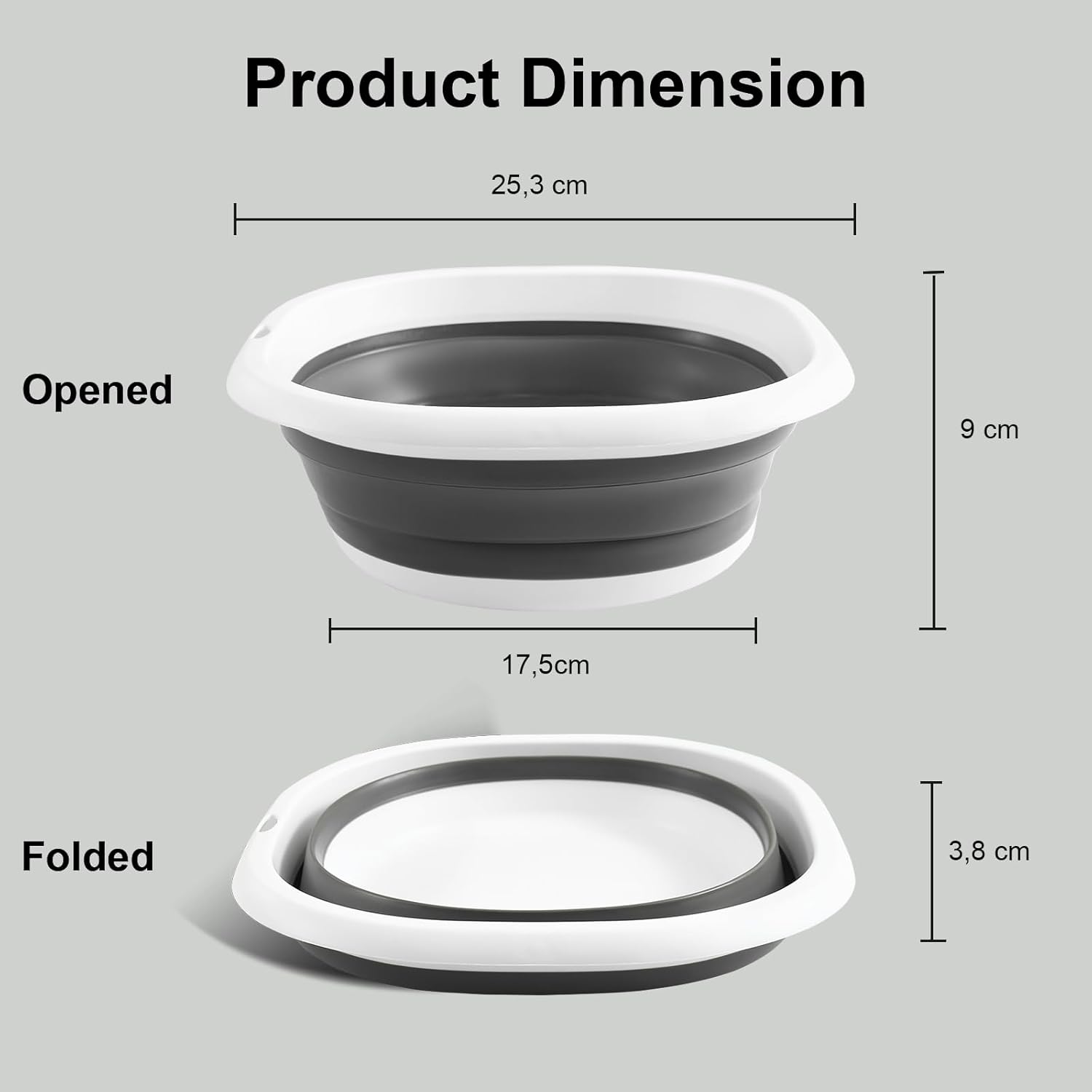 Detalle 2 de 4UBonLife Bassine Pliable 2,7 L : lavabo rétractable en silicone pour cuisine, camping et voyage